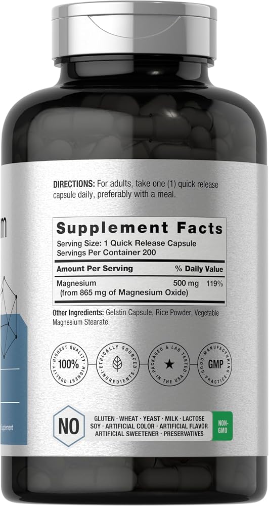 Horbäach Magnesium Oxide 500 mg - 200 Capsules - image 2