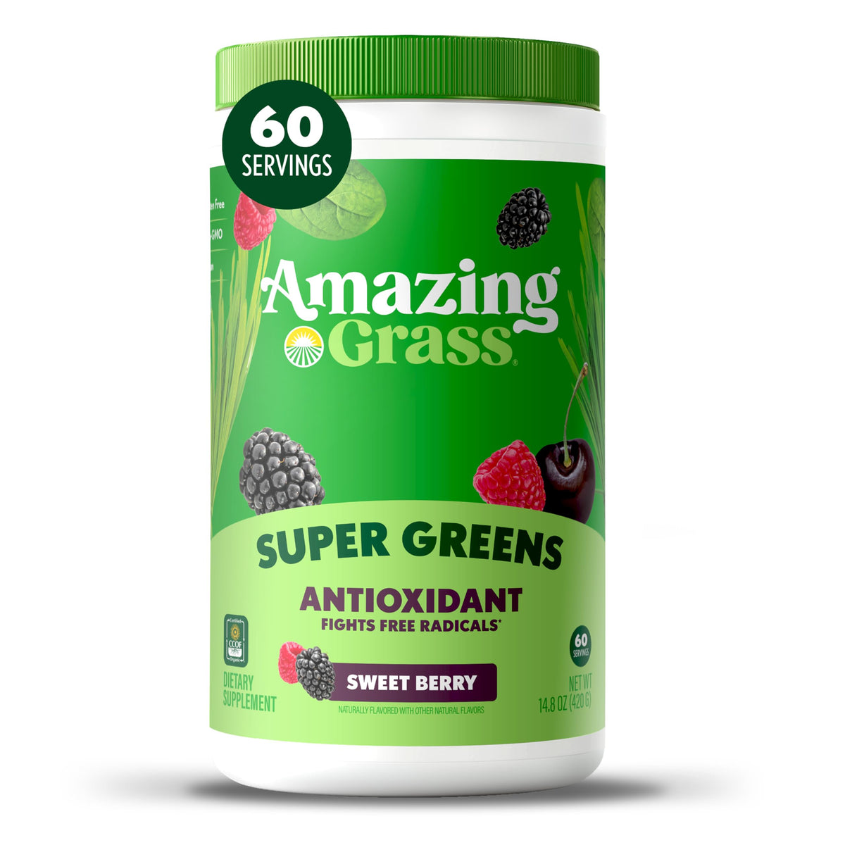 Amazing Grass Super Greens Powder Antioxidant Sweet Berry - 60 Servings