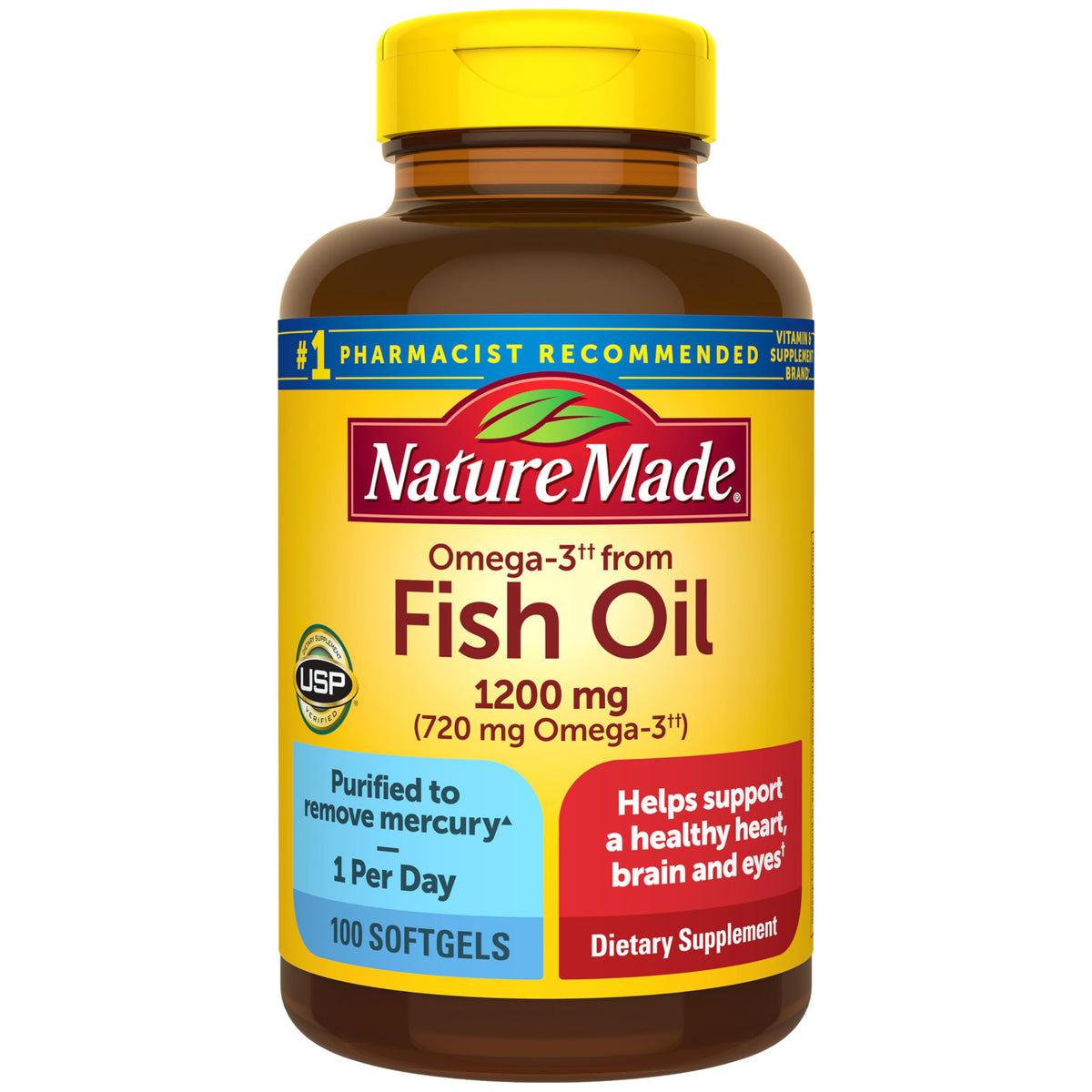 Nature Made Fish Oil Omega 3 1200 mg - 100 Softgels