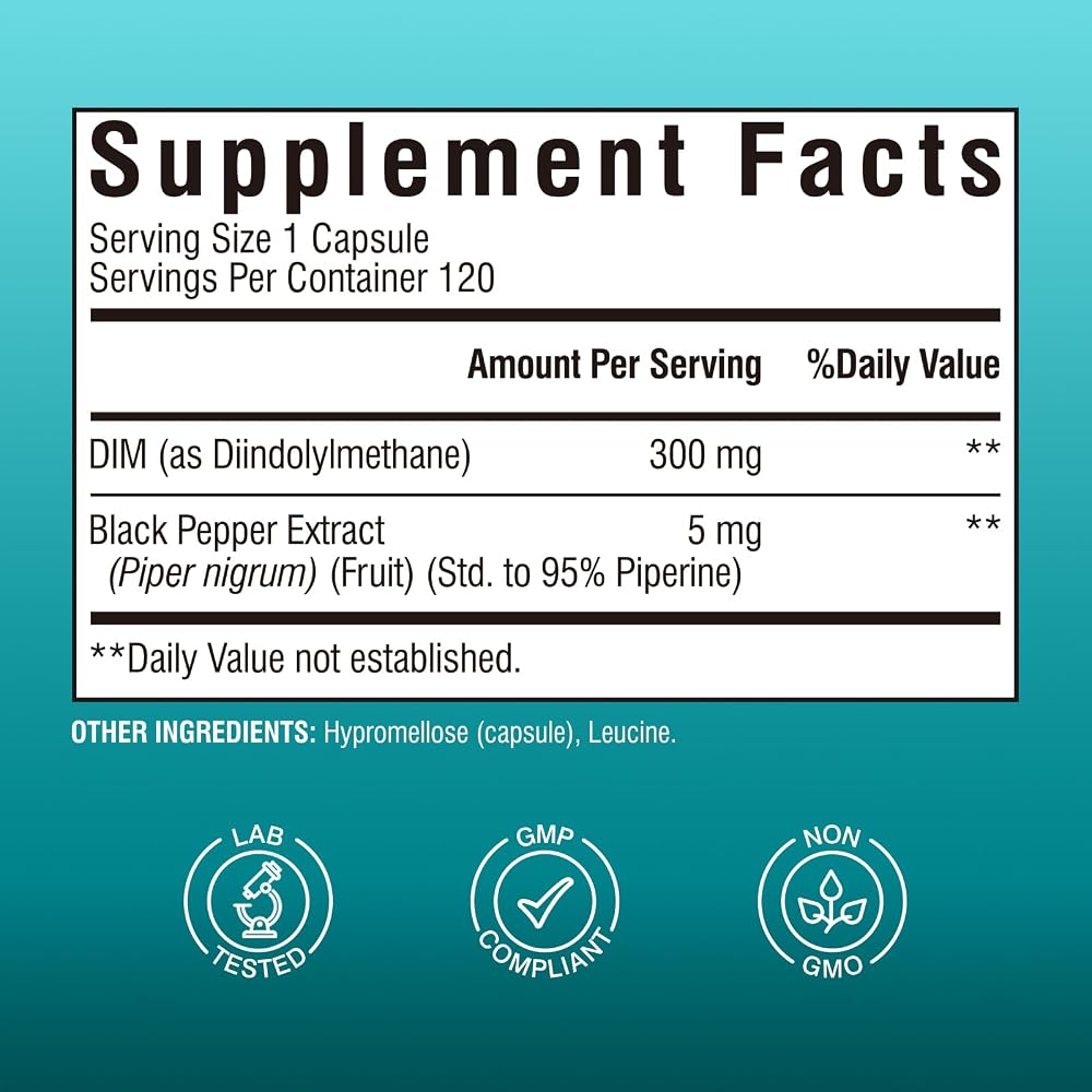 Vitalibre DIM Supplement 300 mg Hormone Balance - 120 Capsules - image 2