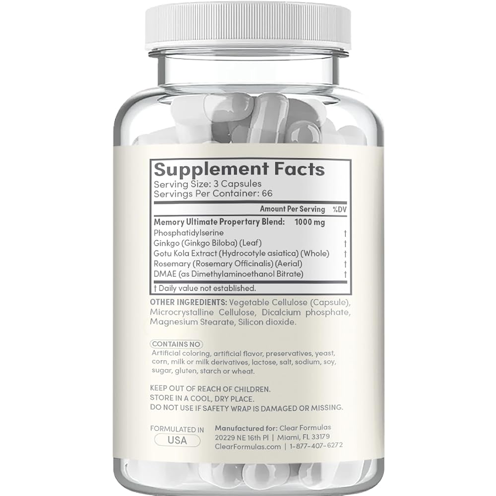 Clear Formulas Phosphatidylserine Brain Support - 200 Capsules - image 7