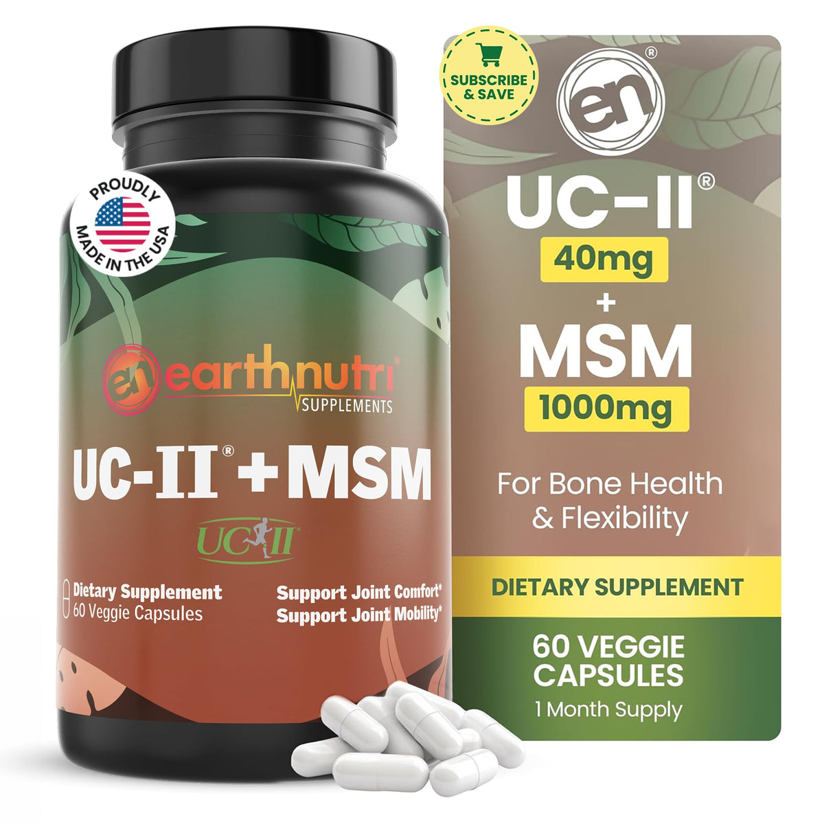 EarthNutri UC-II Collagen & MSM Joint Supplement - 60 Capsules