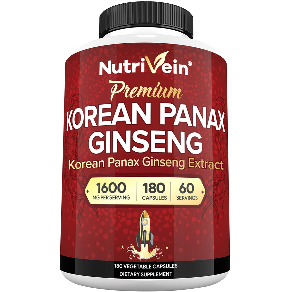 Nutrivein Korean Red Panax Ginseng 1600 mg - 120 Capsules