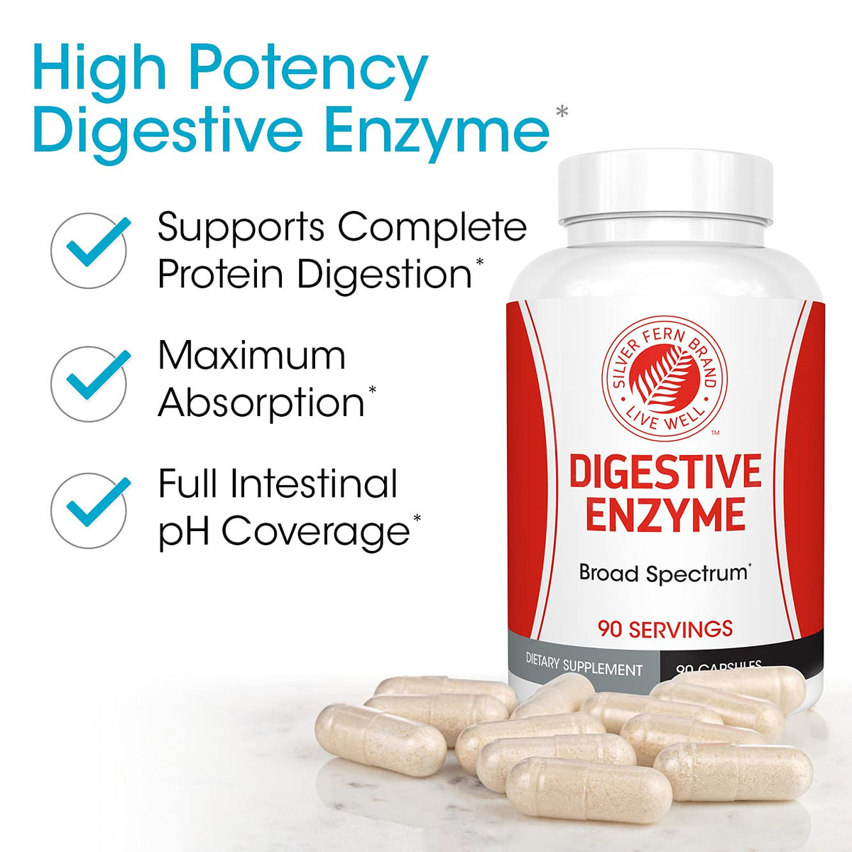 Silver Fern Brand Ultimate High Potency Digestive Enzyme Supplement