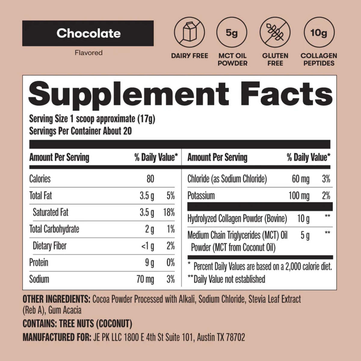Perfect Keto Collagen Protein Powder with MCT Oil - Grassfed