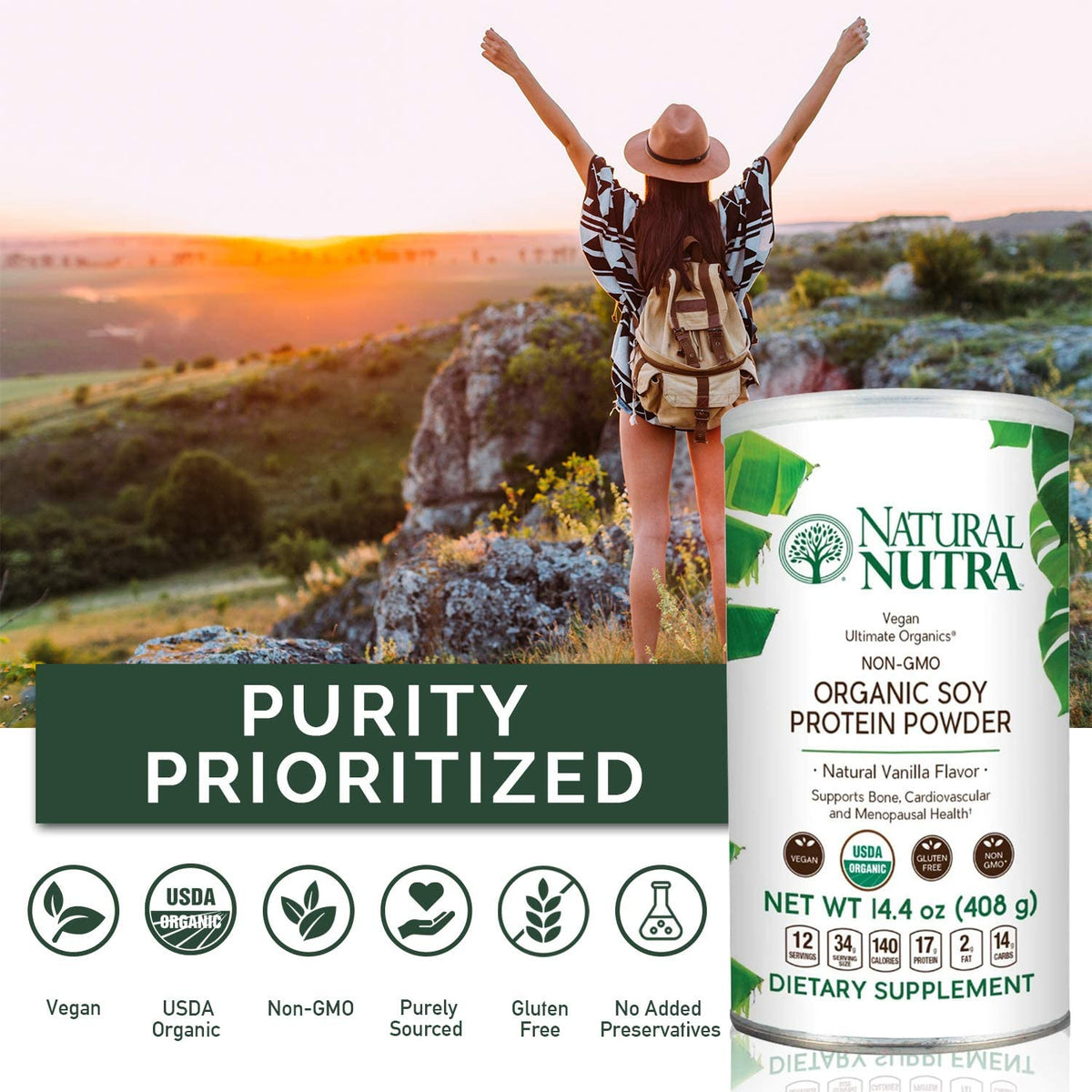 Natural Nutra Vegan Soy & Grass-Fed Whey Protein Powders