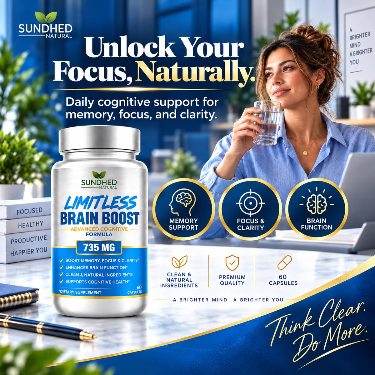 Sundhed Natural Limitless Brain Boost - 60 Capsules - image 3