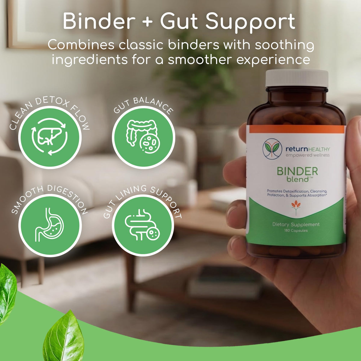 Return Healthy Binder Blend Toxin Binder Supplement - 180 Capsules - image 3