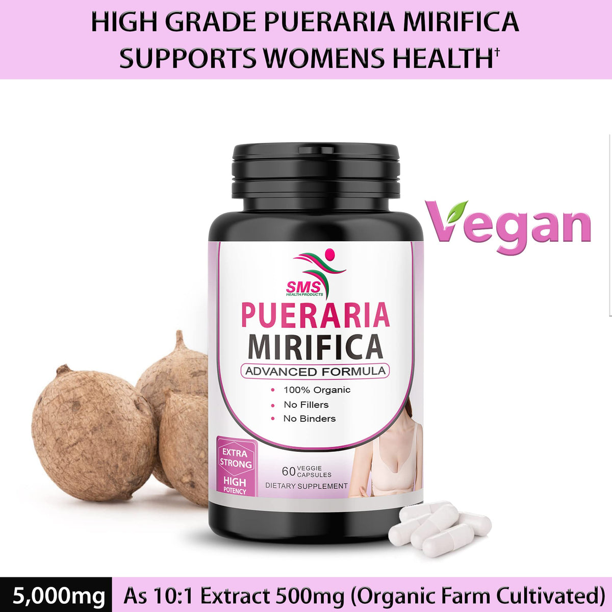 SMSHEALTHPRODUCTS Pueraria Mirifica 10:1 Extract - 60 Vegetarian Capsules - image 6