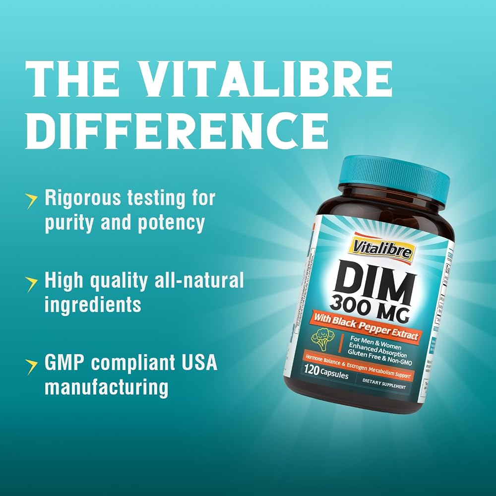 Vitalibre DIM Supplement 300 mg Hormone Balance - 120 Capsules - image 4