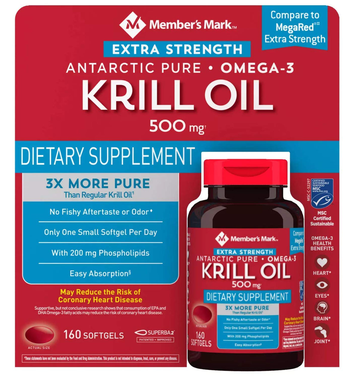 Member's Mark Extra-Strength Antarctic Pure Omega-3 Krill Oil 500 mg