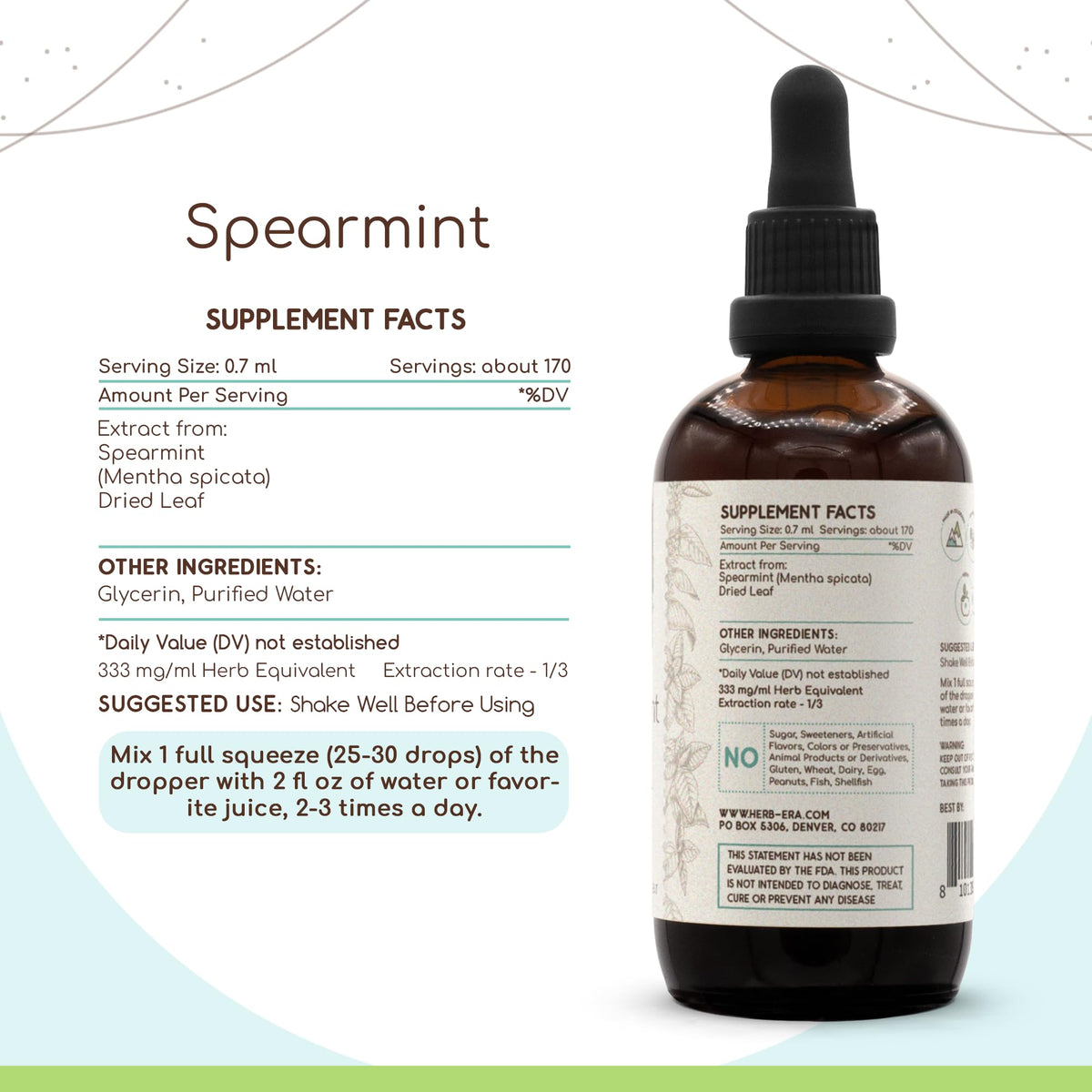 HerbEra Spearmint Alcohol-Free Herbal Extract Tincture