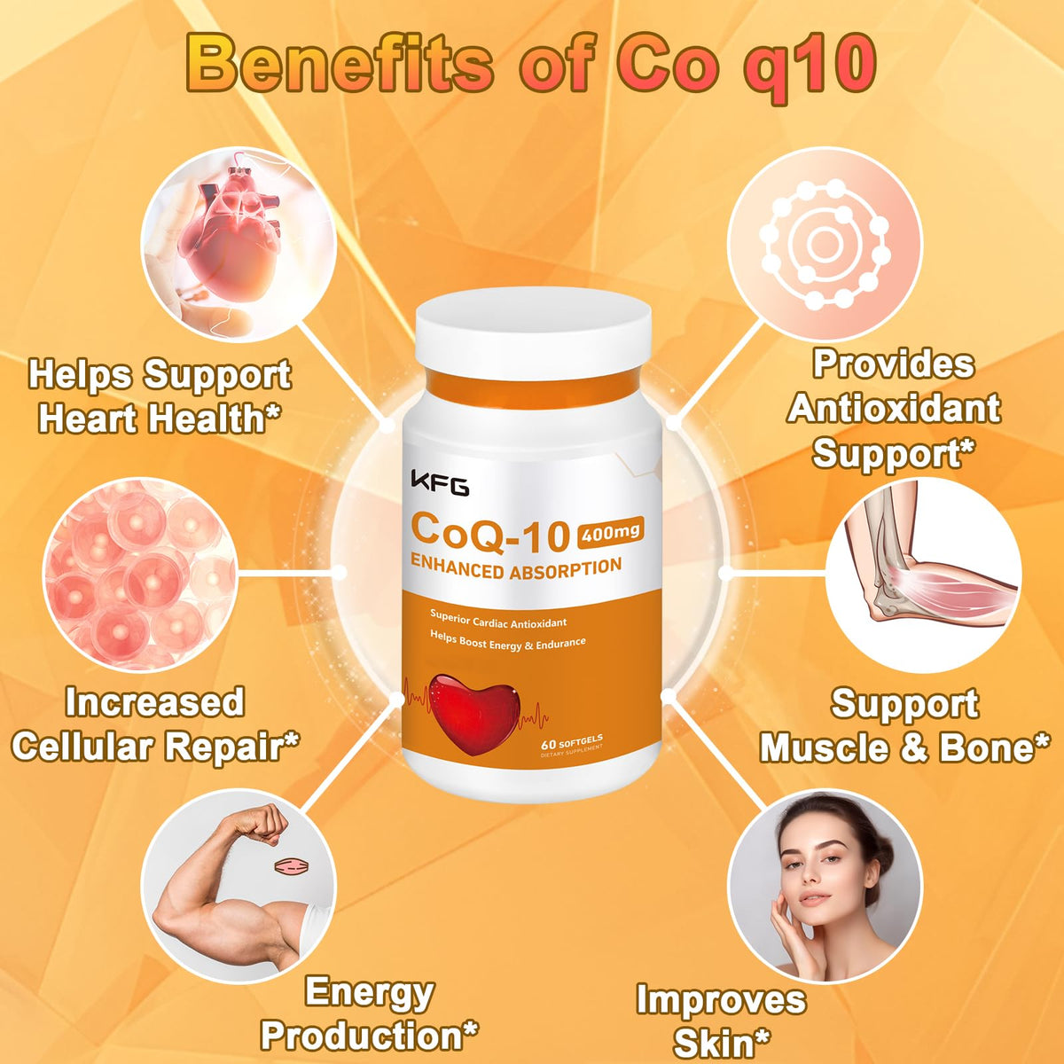 KFG CoQ10 400mg Softgels for Heart Health - 60 Softgels - image 4
