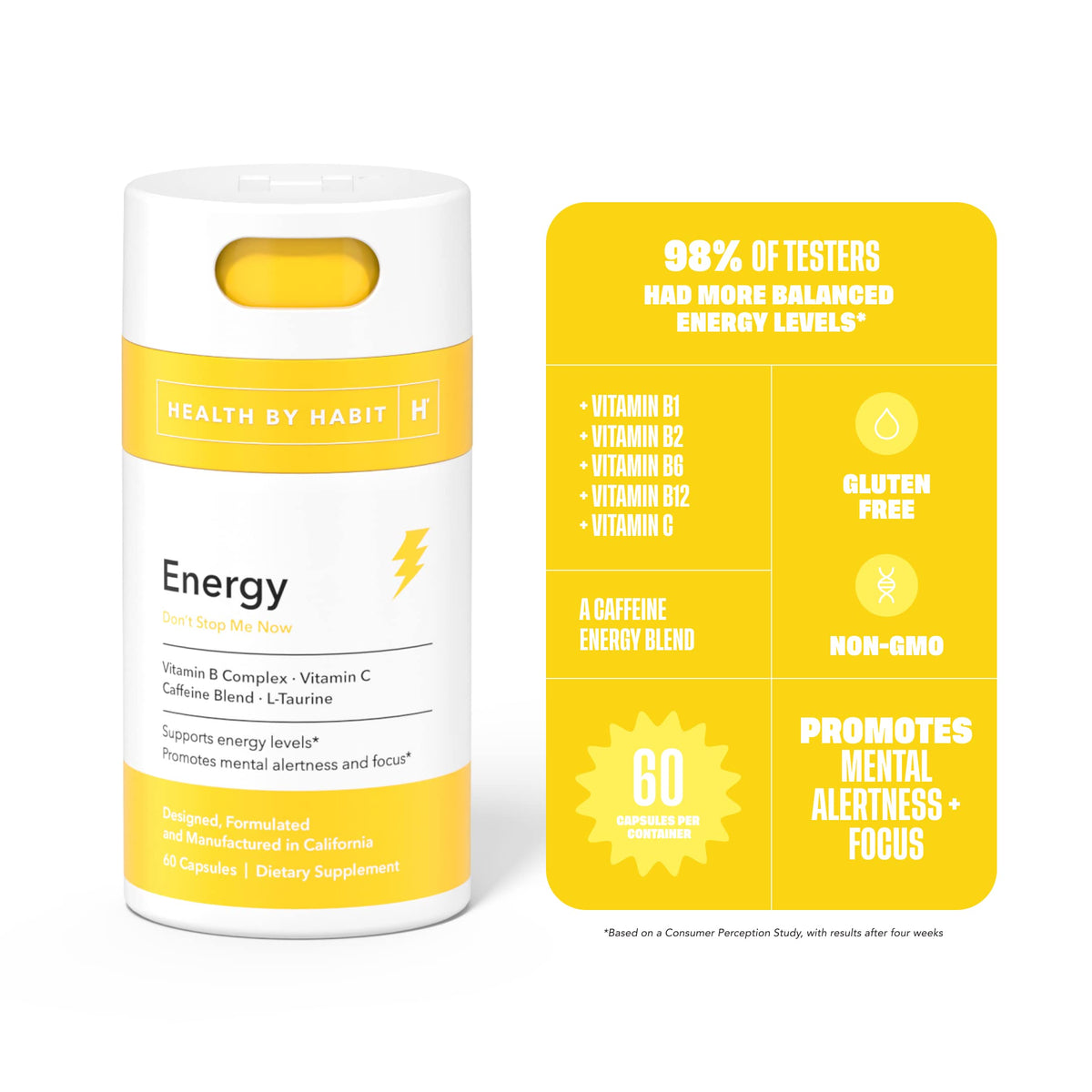 Health By Habit Energy Supplement Caffeine Blend - 120 Capsules - image 4