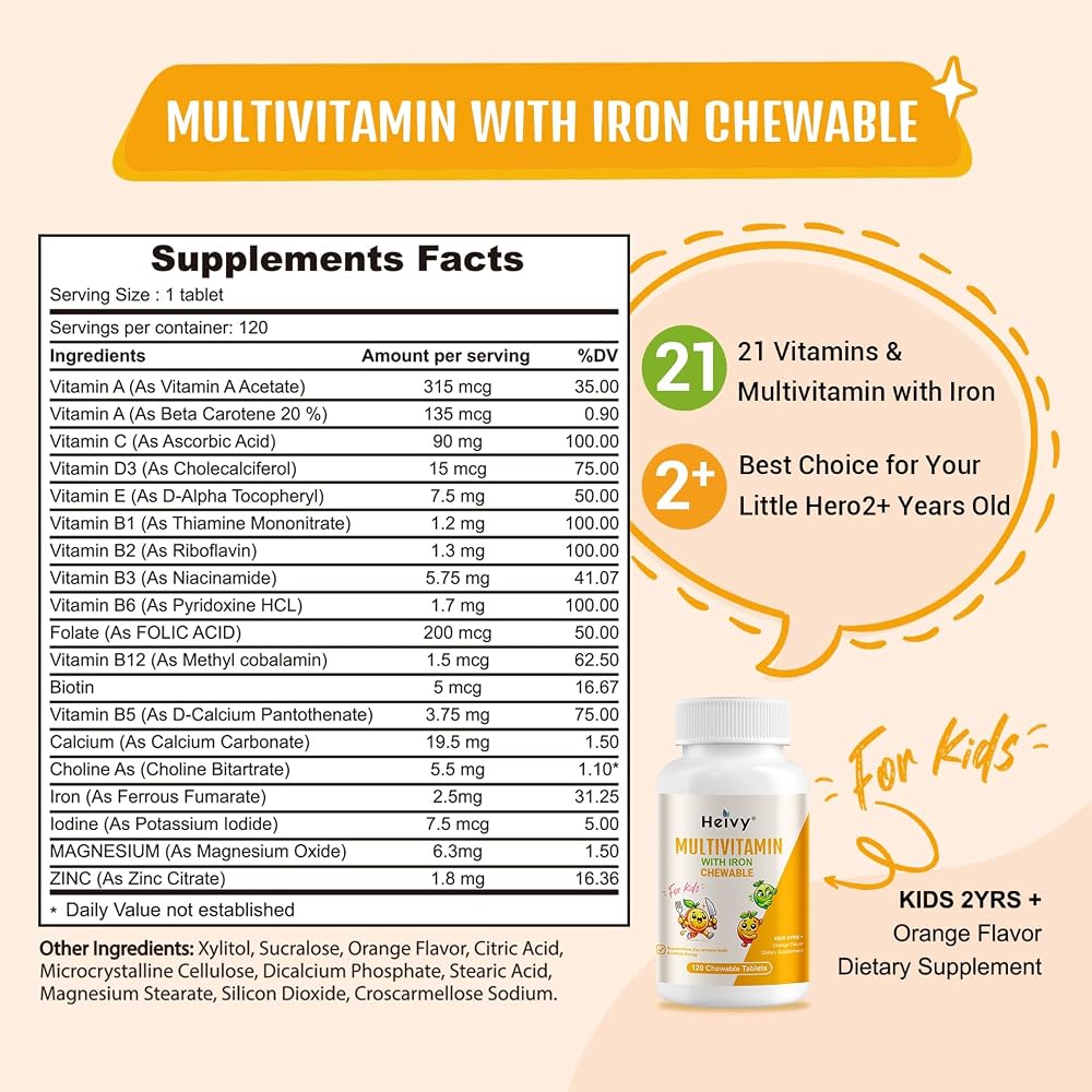 Heivy Children's Multivitamin Chewable - 120 Tablets - image 3