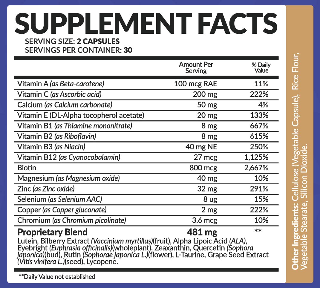 Bio Naturals Eye Vitamin with Lutein & Bilberry - 60 Vegetarian Capsules - image 4