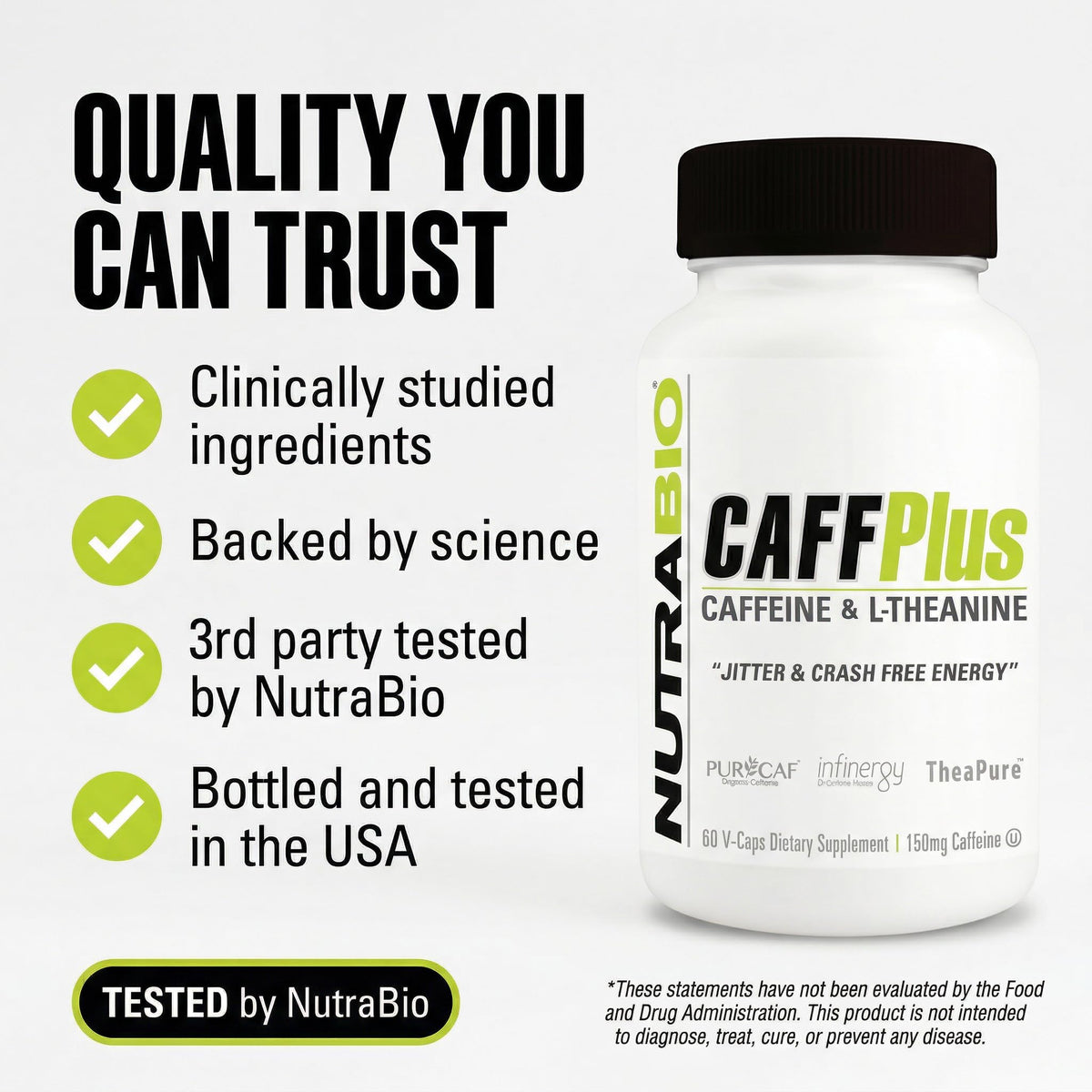 NutraBio CaffPlus Dual Source Caffeine with Theanine - 60 Vegetarian Capsules - image 4