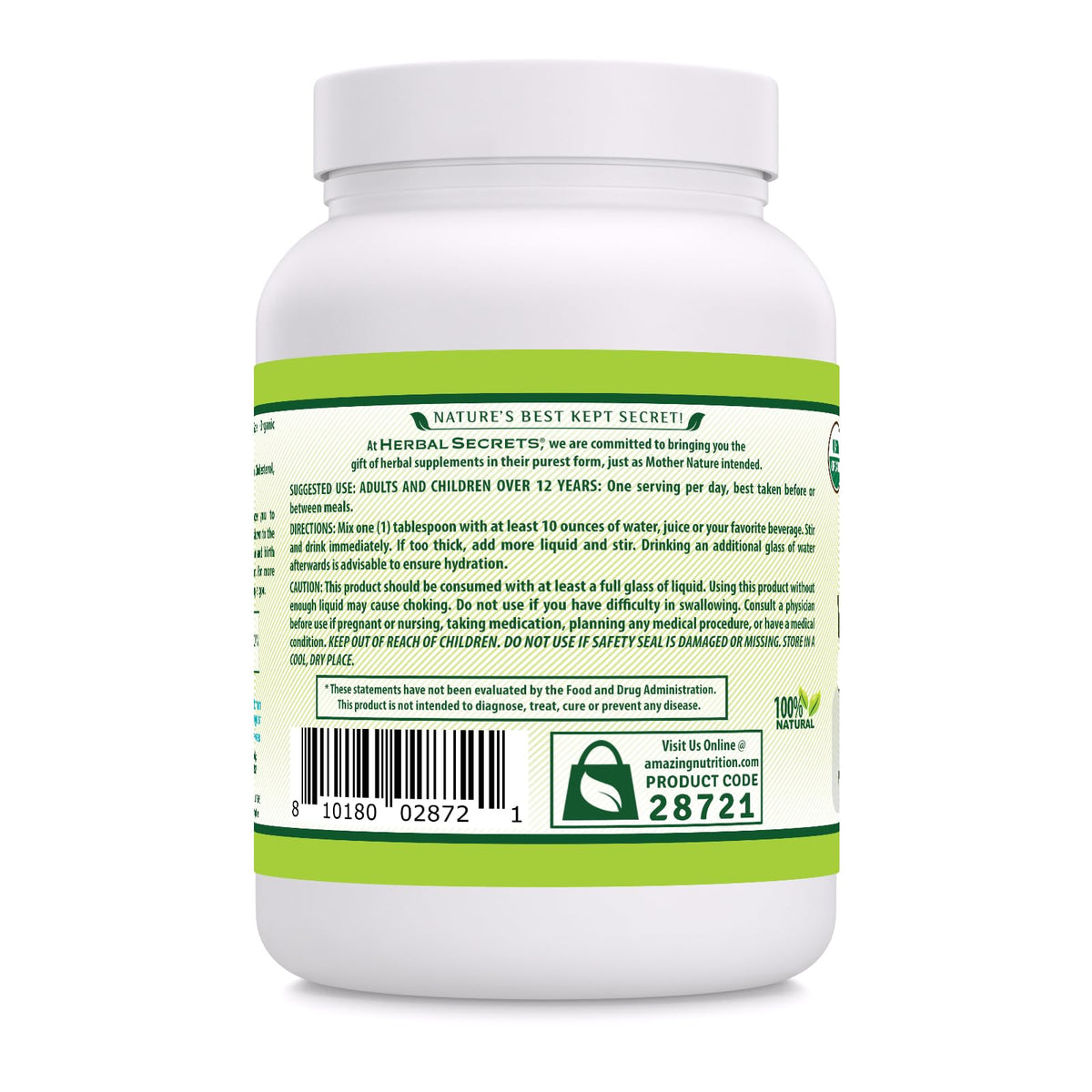 Herbal Secrets Whole Psyllium Husk Powder Supplement