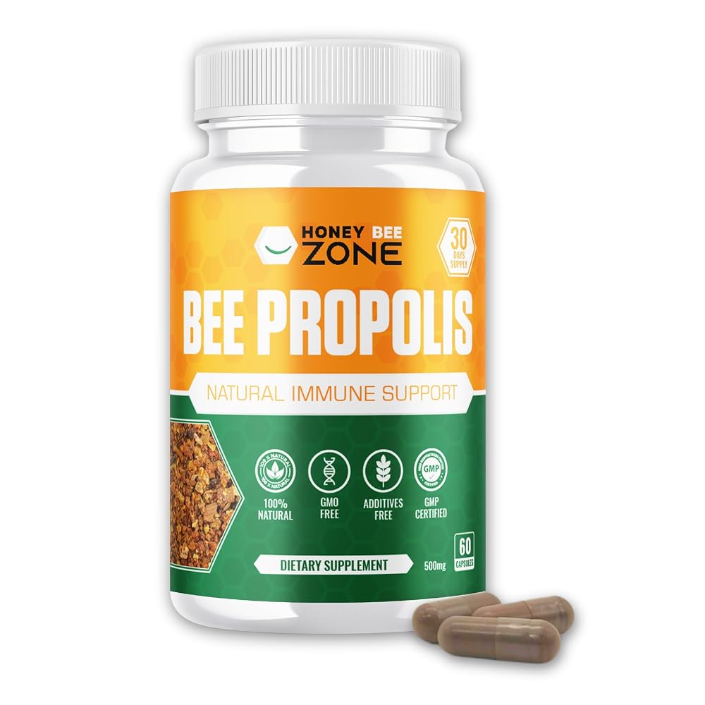 HONEYBEEZONE Bee Propolis Capsules Immune Support - 60 Vegetarian Capsules