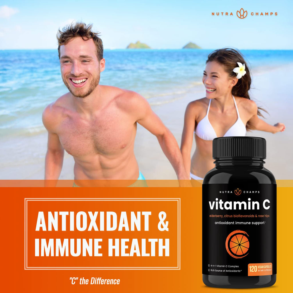 NutraChamps Vitamin C 1000 mg with Rose Hips & Elderberry - 120 Capsules - image 4
