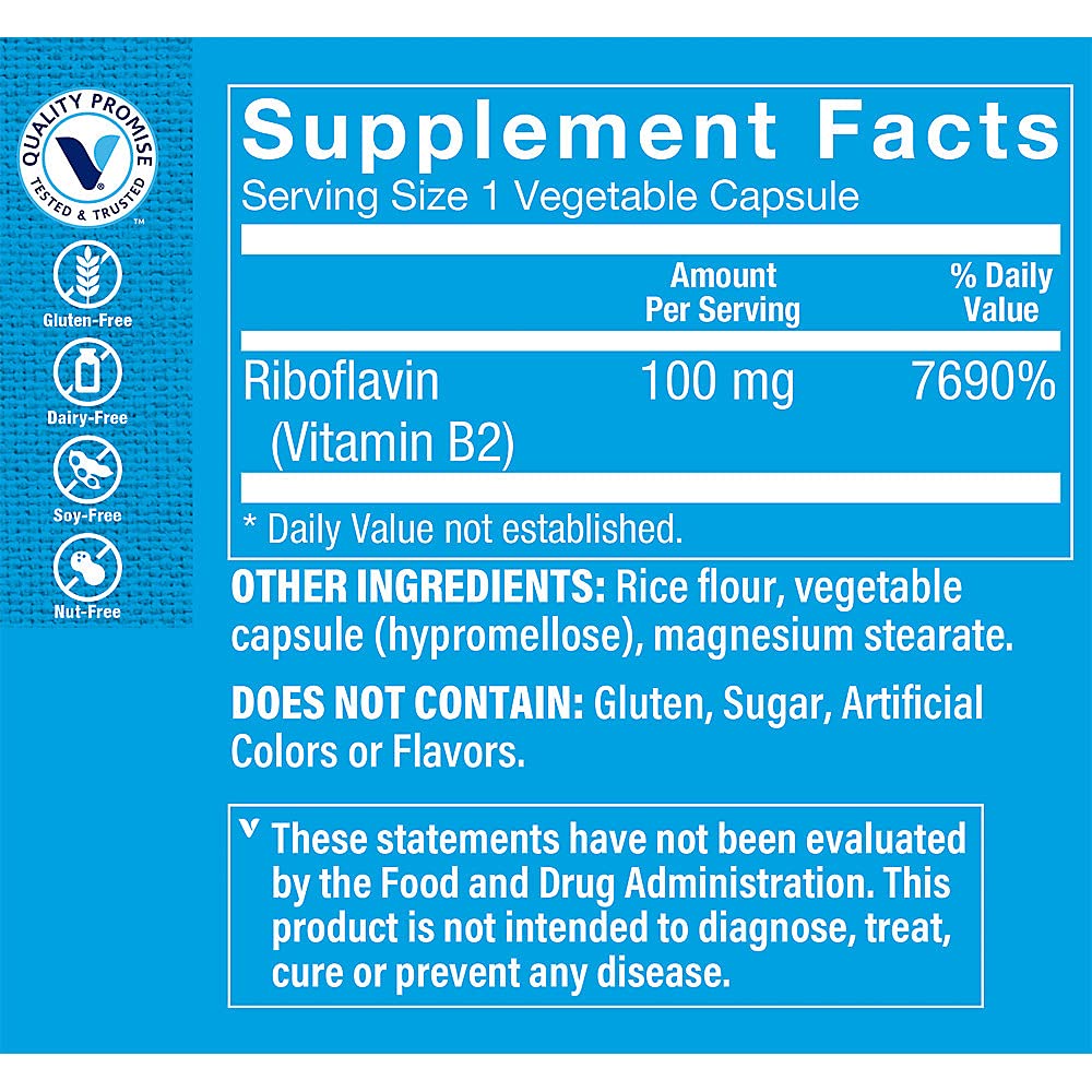 The Vitamin Shoppe Riboflavin B2 100 MG - 100 Vegetable Capsules - image 2