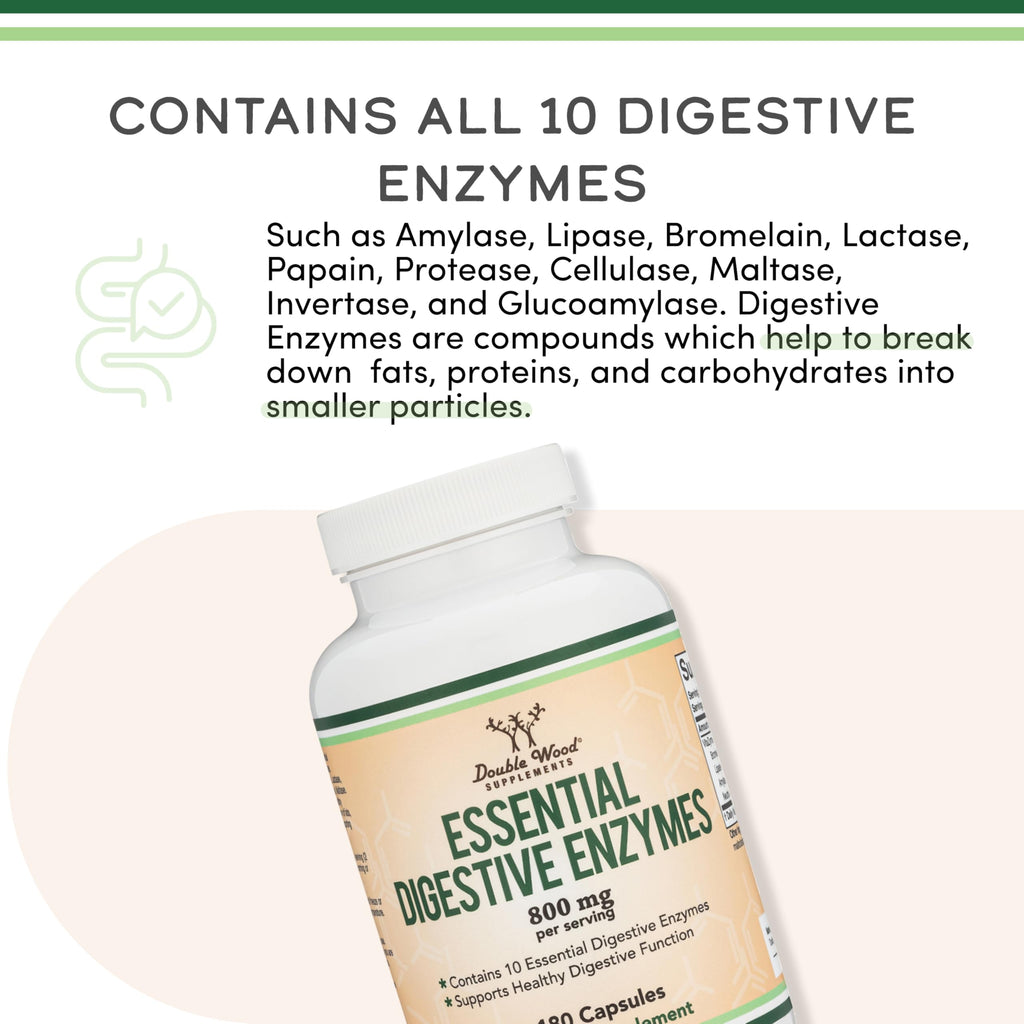 Double Wood Supplements Digestive Enzymes 800mg - 180 Capsules - image 5