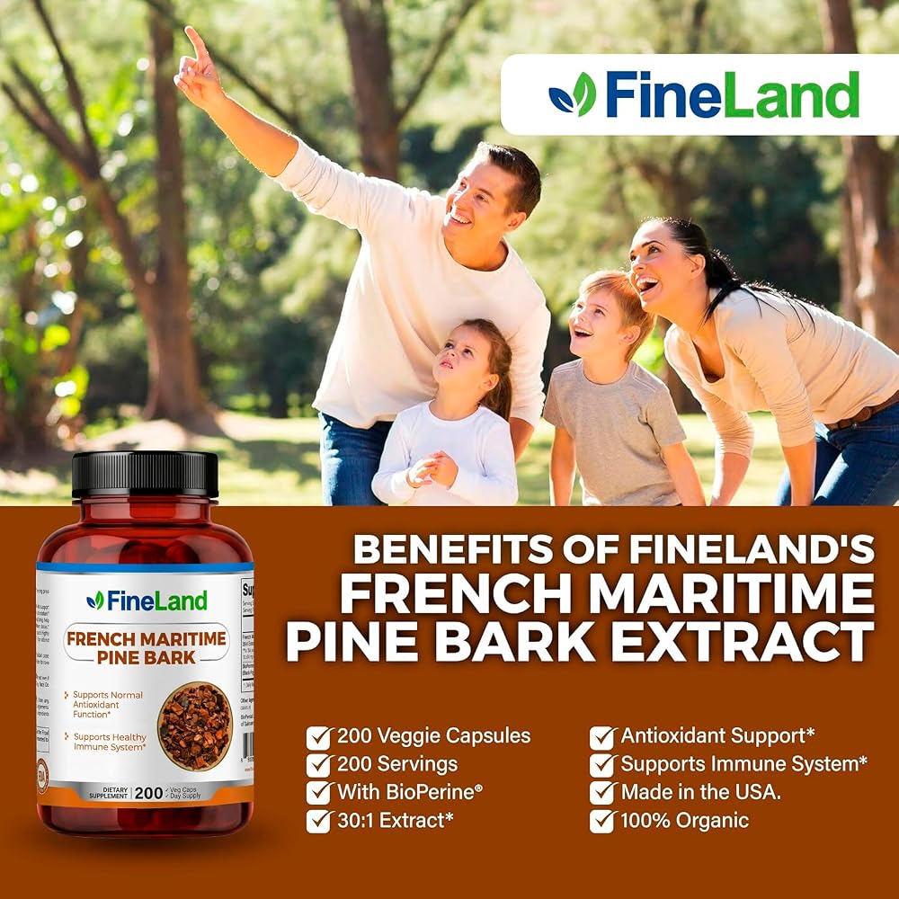 FineLand French Maritime Pine Bark Extract 450 mg - 200 Vegetarian Capsules - image 3