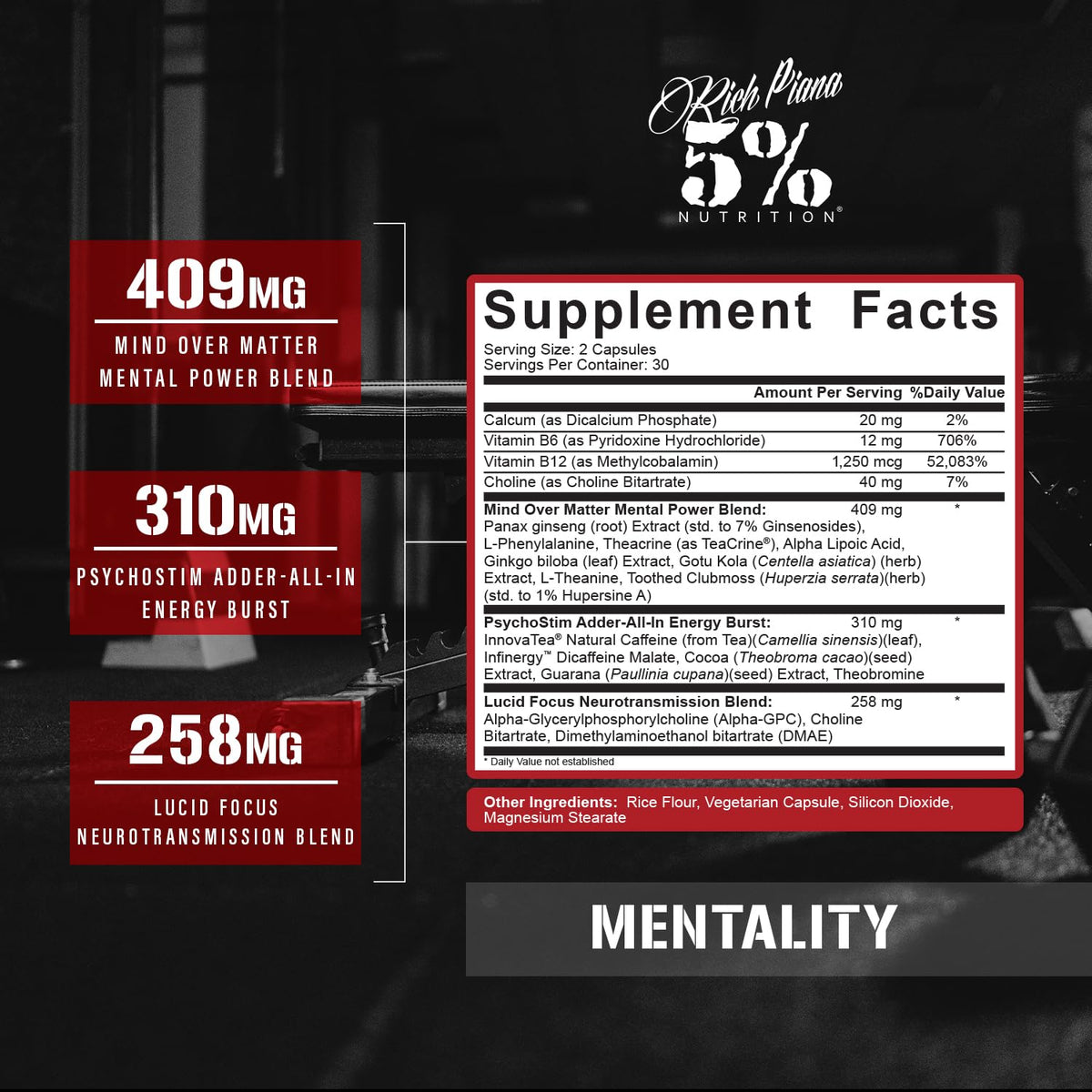 5% Nutrition Mentality Nootropic Brain Booster - 60 Capsules - image 2