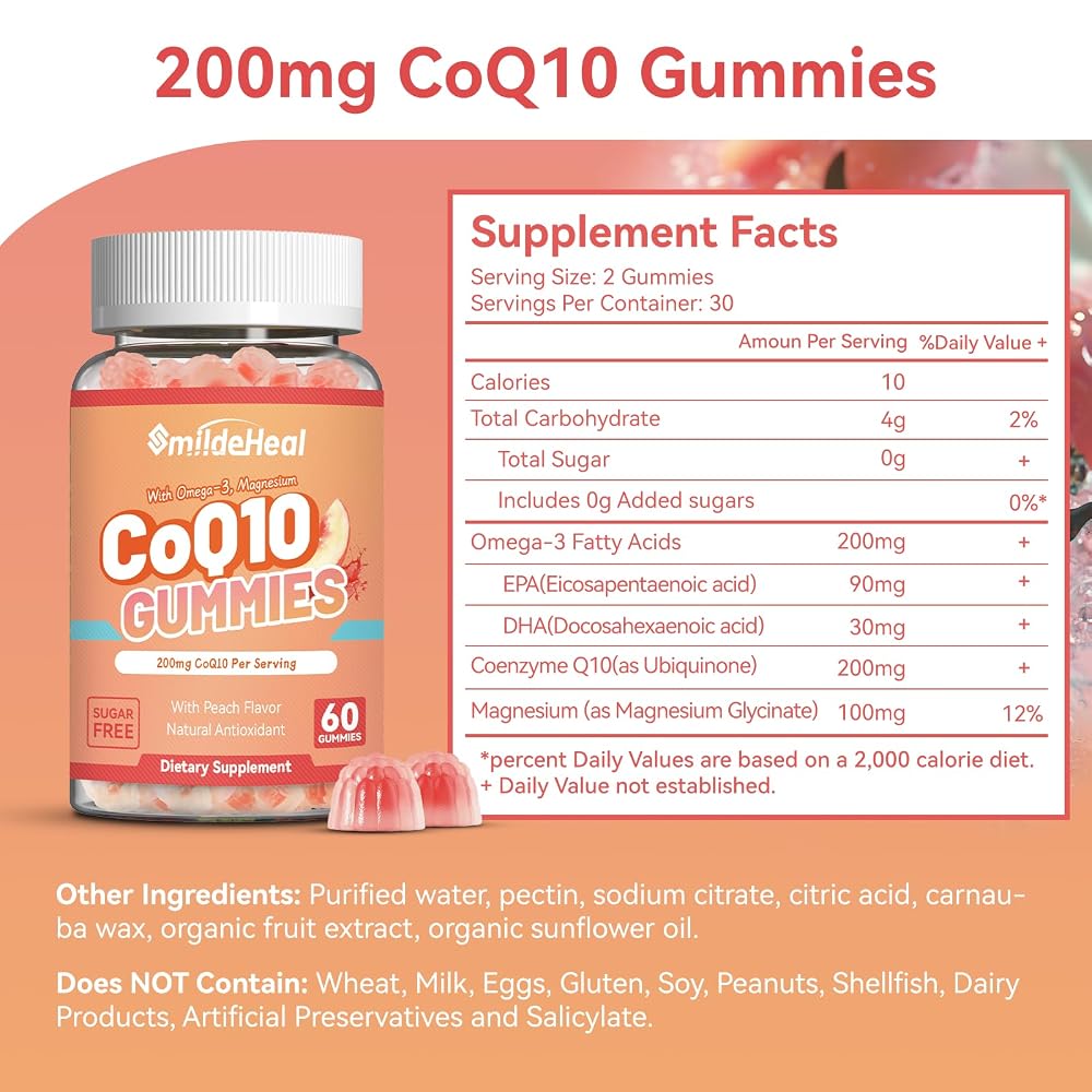 SmildeHeal Sugar Free CoQ10 Gummies 200 MG