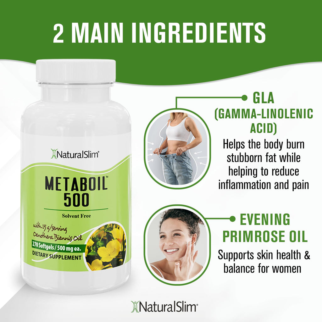NaturalSlim Metaboil Evening Primrose Oil GLA - 270 Softgels - image 5