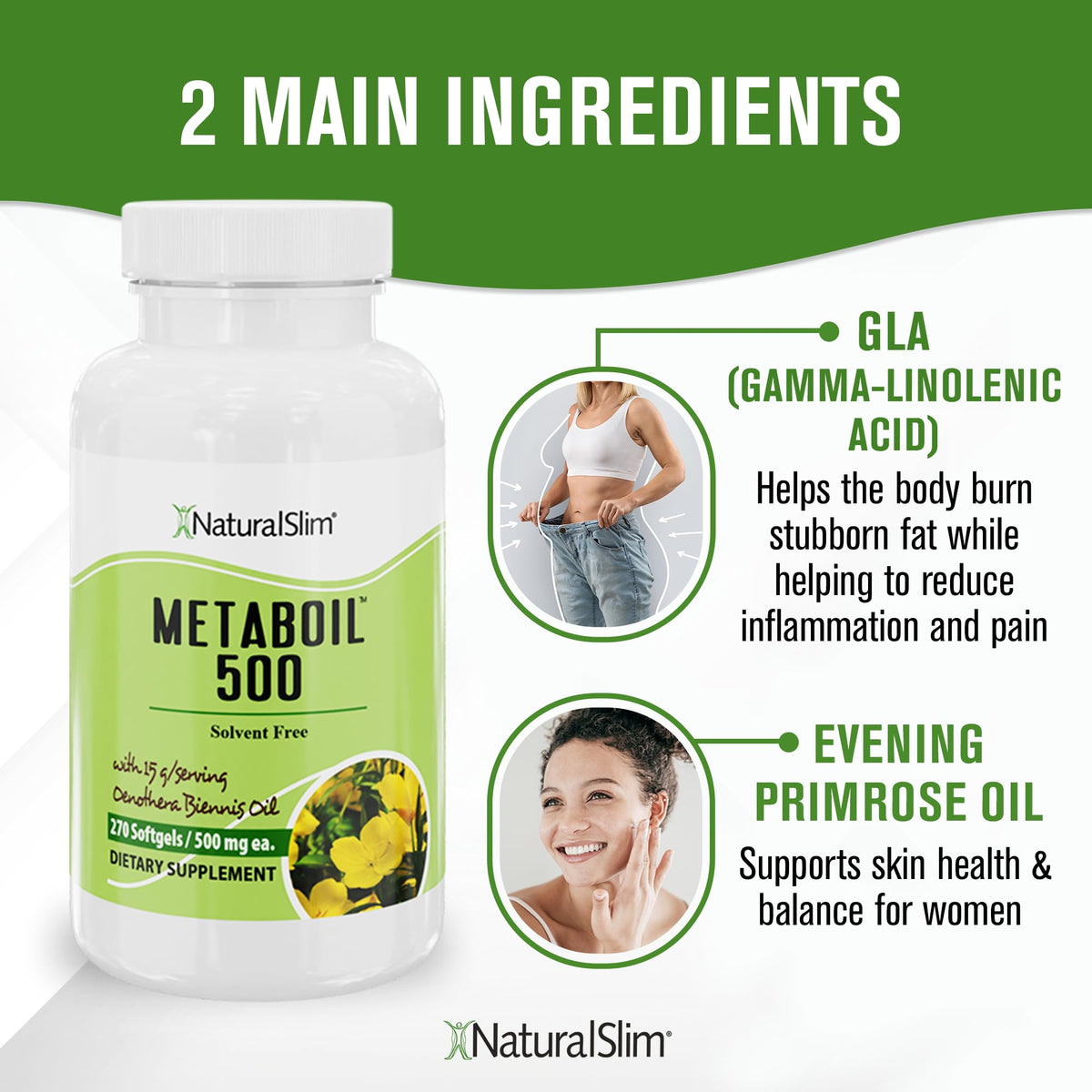 NaturalSlim Metaboil Evening Primrose Oil GLA - 270 Softgels - image 5
