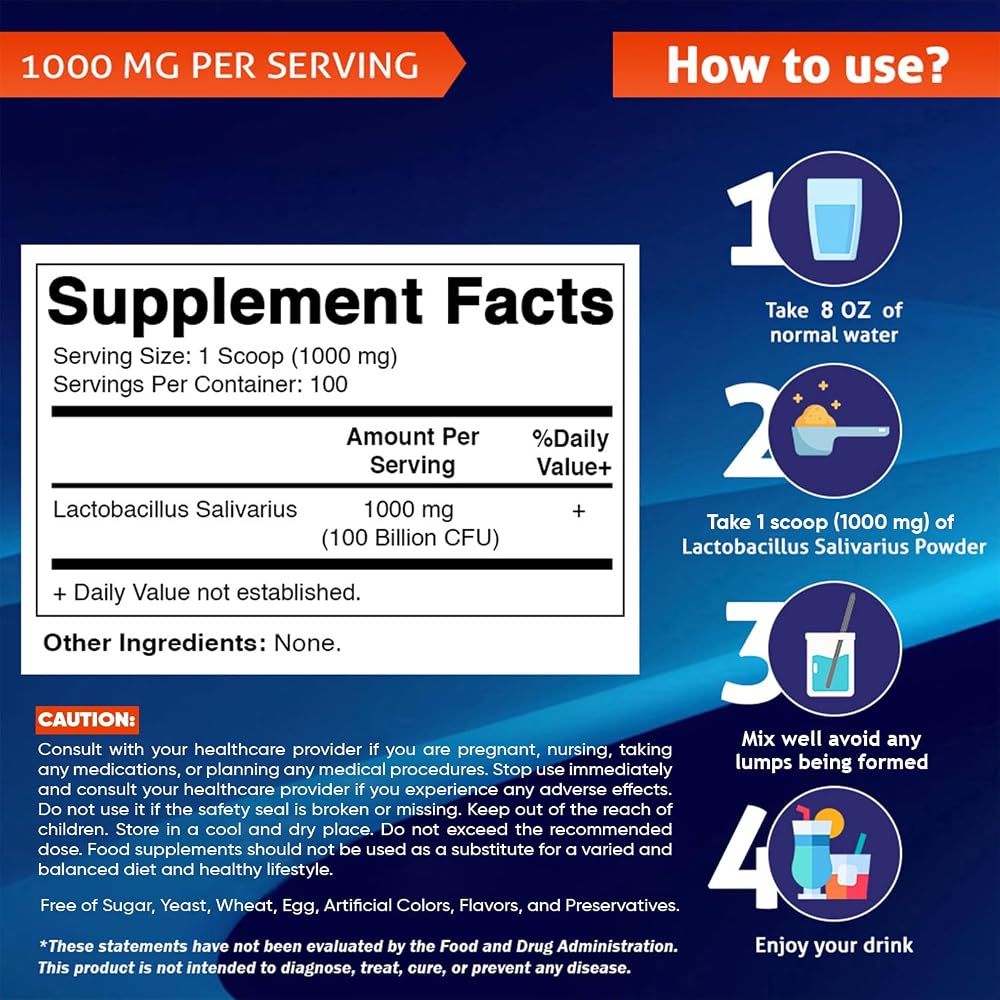 Vitamatic Lactobacillus Salivarius Probiotic Powder - 100 Servings - image 5