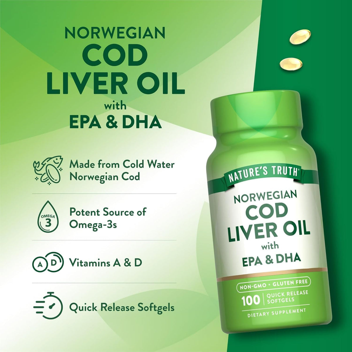 Nature's Truth Norwegian Cod Liver Oil - 500 Softgels - image 6