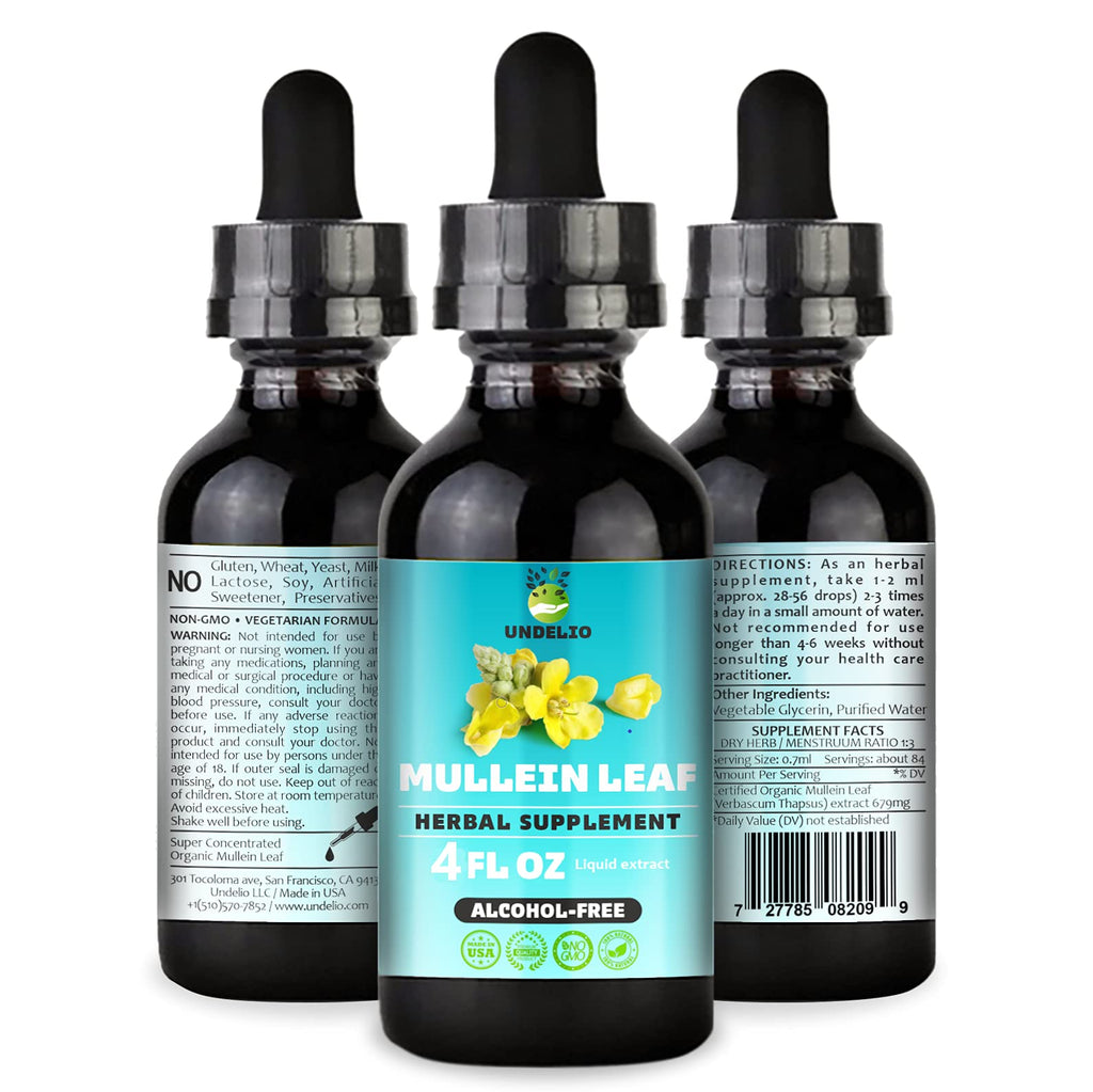 Undelio Herbal Mullein Leaf Extract Tincture - 4 fl. Oz