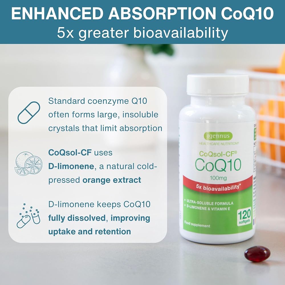 Igennus Advanced CoQSol CoQ10 100mg High Absorption - 120 Softgels - image 2