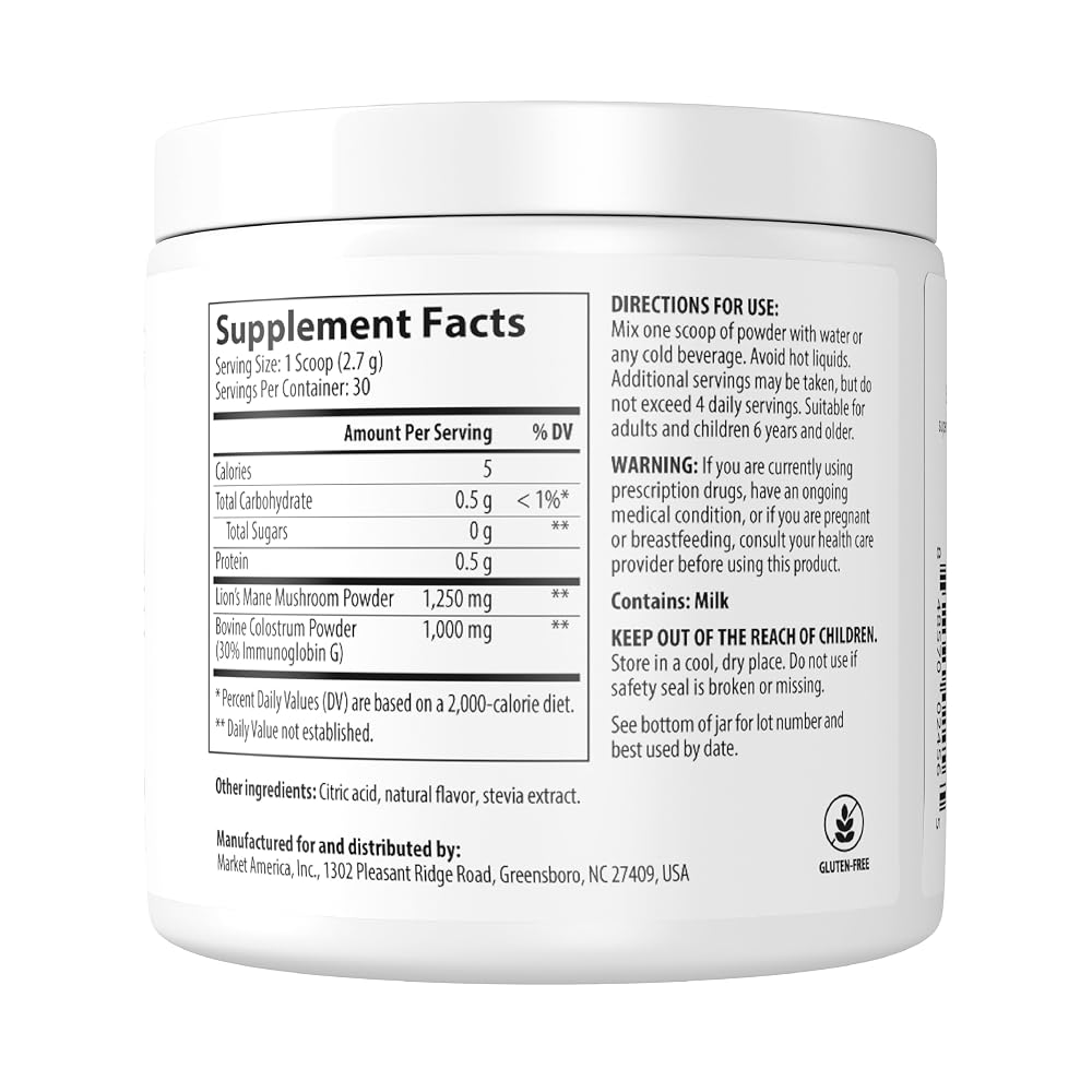 Market America Prime Bovine Colostrum with Lion's Mane - 30 Servings - image 8