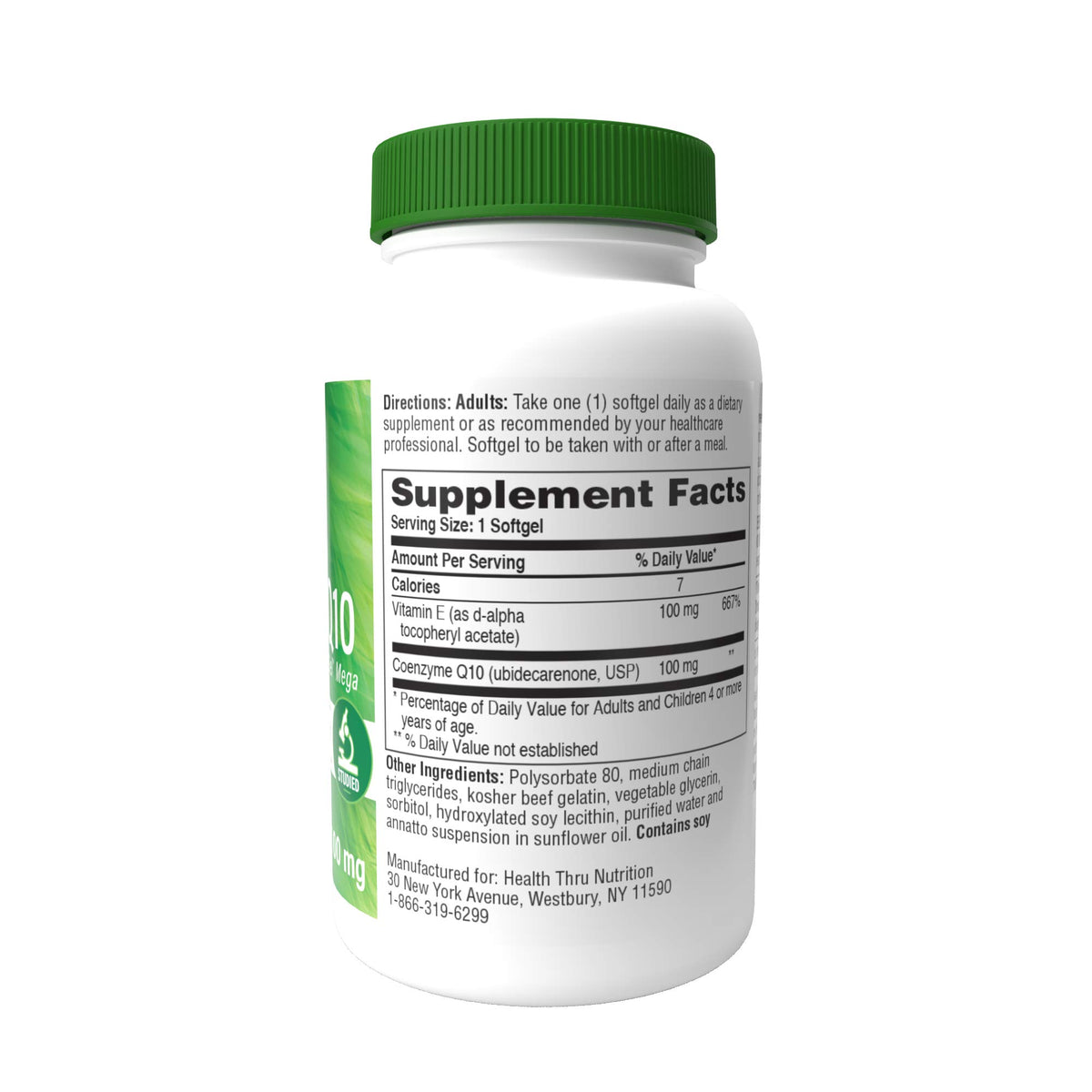 Health Thru Nutrition Q-Gel CoQ-10 100mg with Vitamin E - 60 Softgels - image 2
