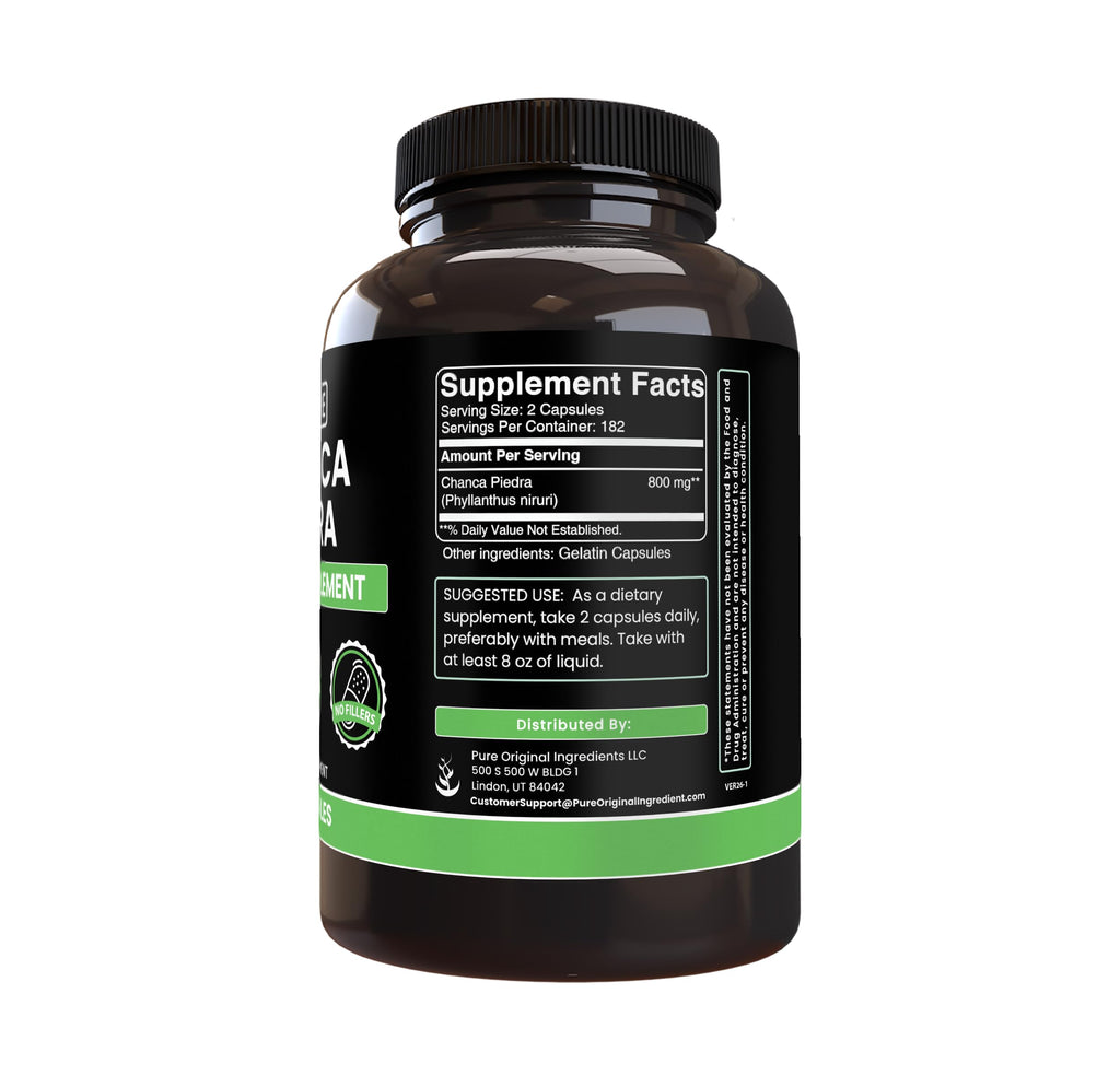 PURE ORIGINAL INGREDIENTS Chanca Piedra No Magnesium Or Rice Fillers