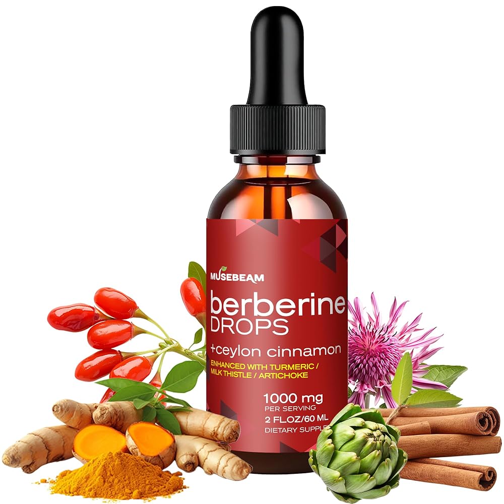 musebeam Organic Berberine HCl 1000mg Liquid Drops - Ceylon Cinnamon