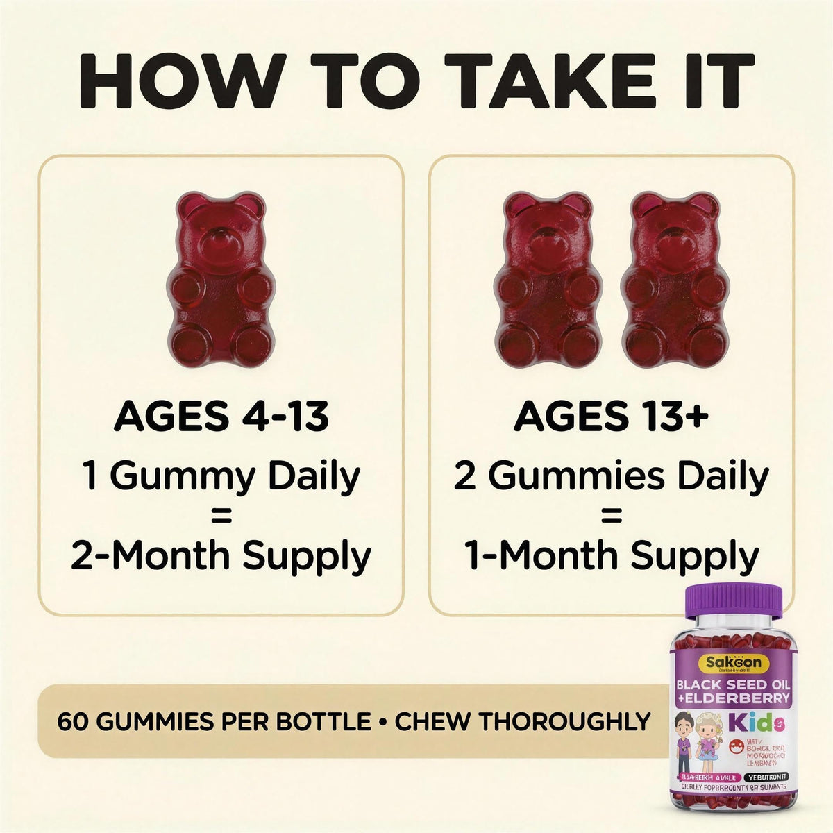 Sakoon Nutrition Elderberry Gummies for Kids with Black Seed Oil - 60 Gummies - image 5