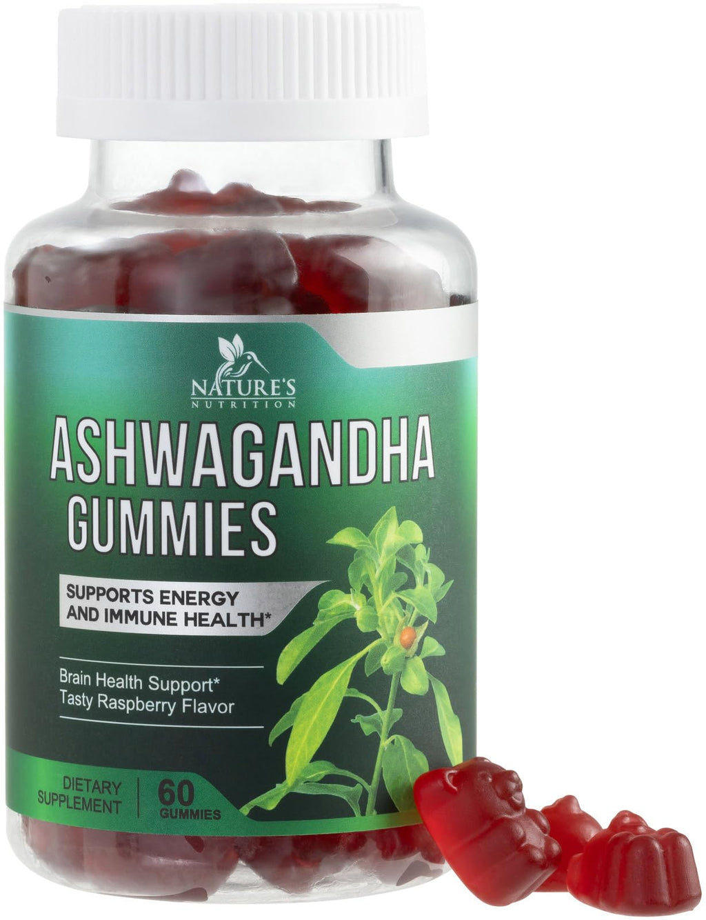 Nature's Nutrition Ashwagandha Gummies for Calm & Immune Support - 60 Gummies