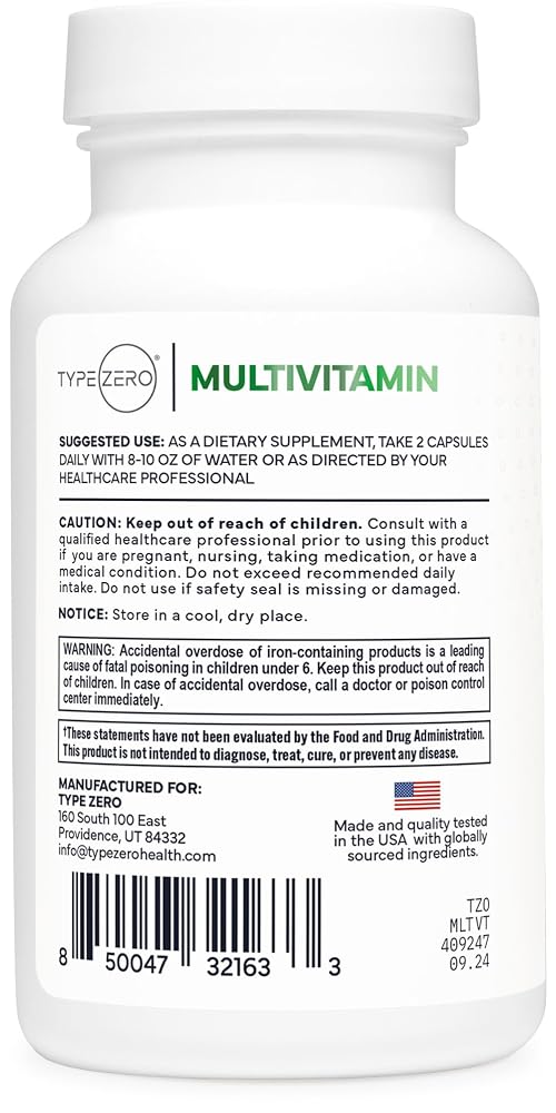 Type Zero Multivitamin Capsules with Probiotics - 120 Capsules - image 3
