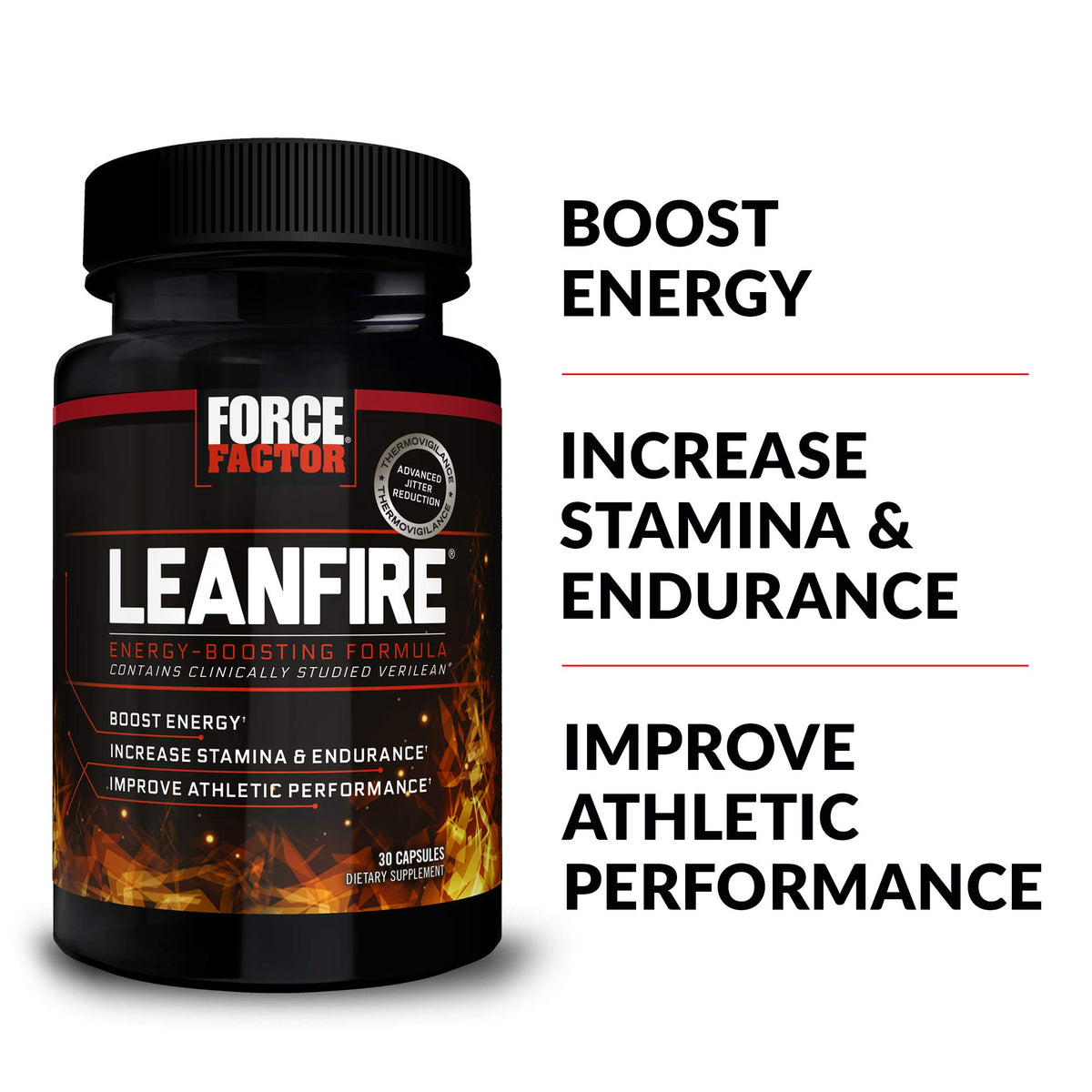 Force Factor LeanFire Pre Workout Energy Pills with Green Tea Extract and Caffeine