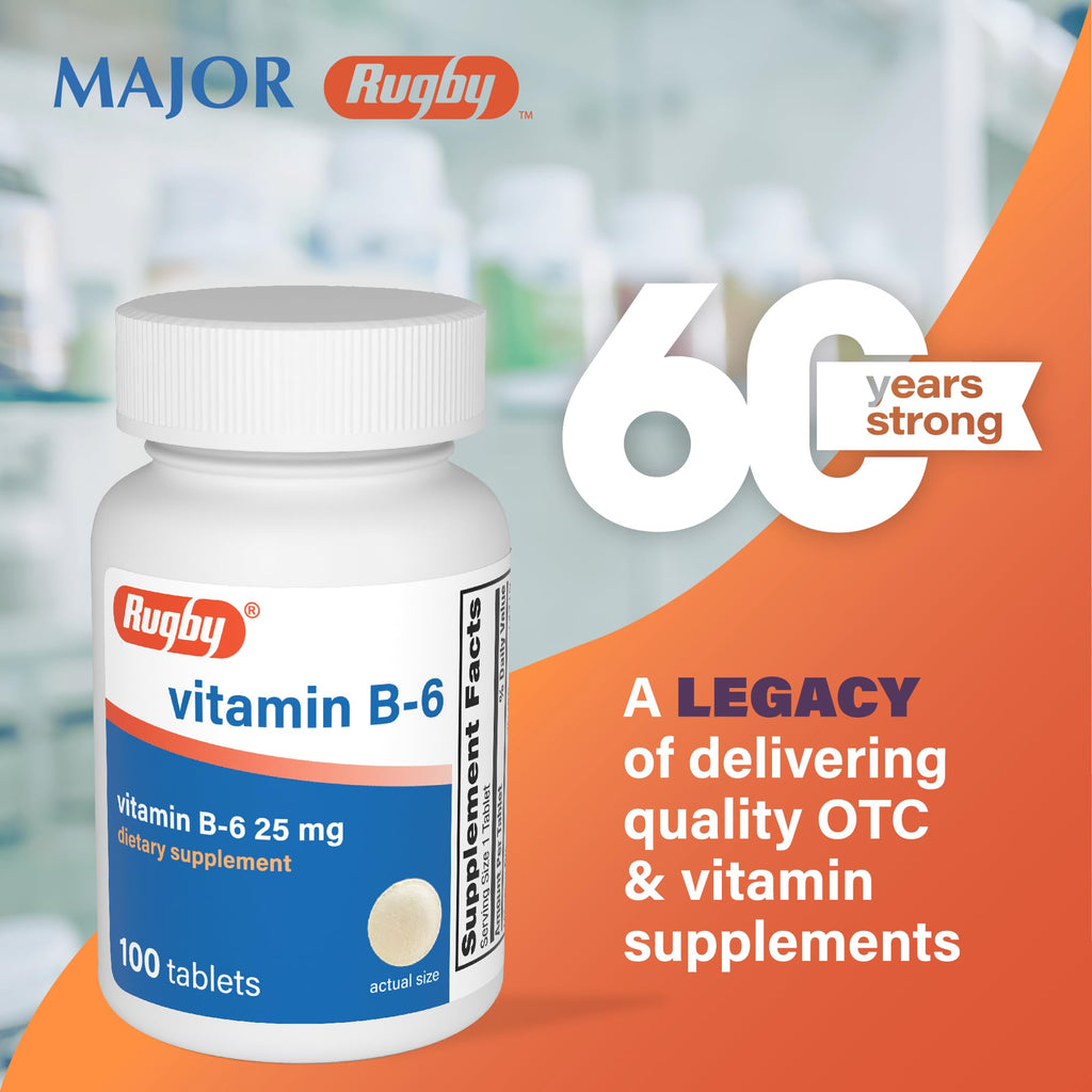 Rugby Vitamin B-6 25mg Tablets - 200 Count - image 2