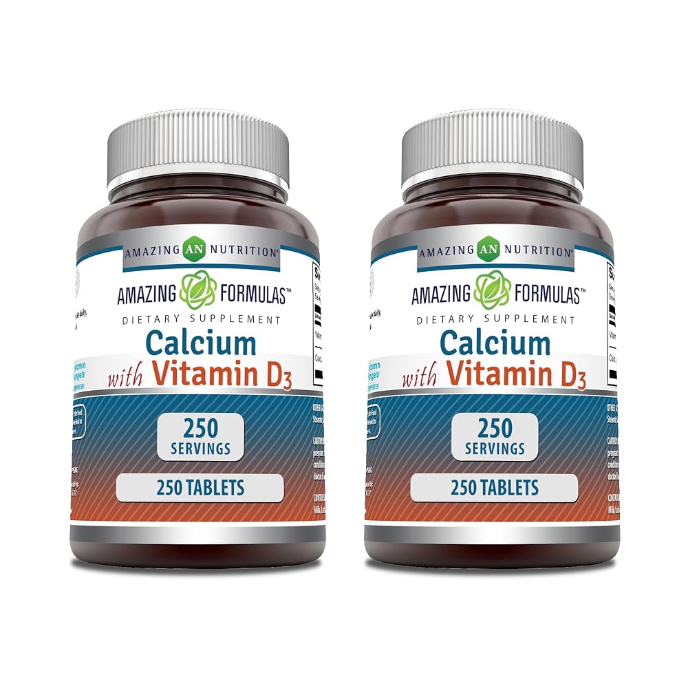 Amazing Nutrition Calcium with Vitamin D3 Supplement - 500 Tablets