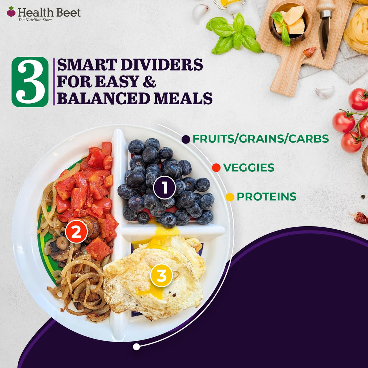 Health Beet 10" Diabetic Portion Control Plate - 1 Pack - image 6