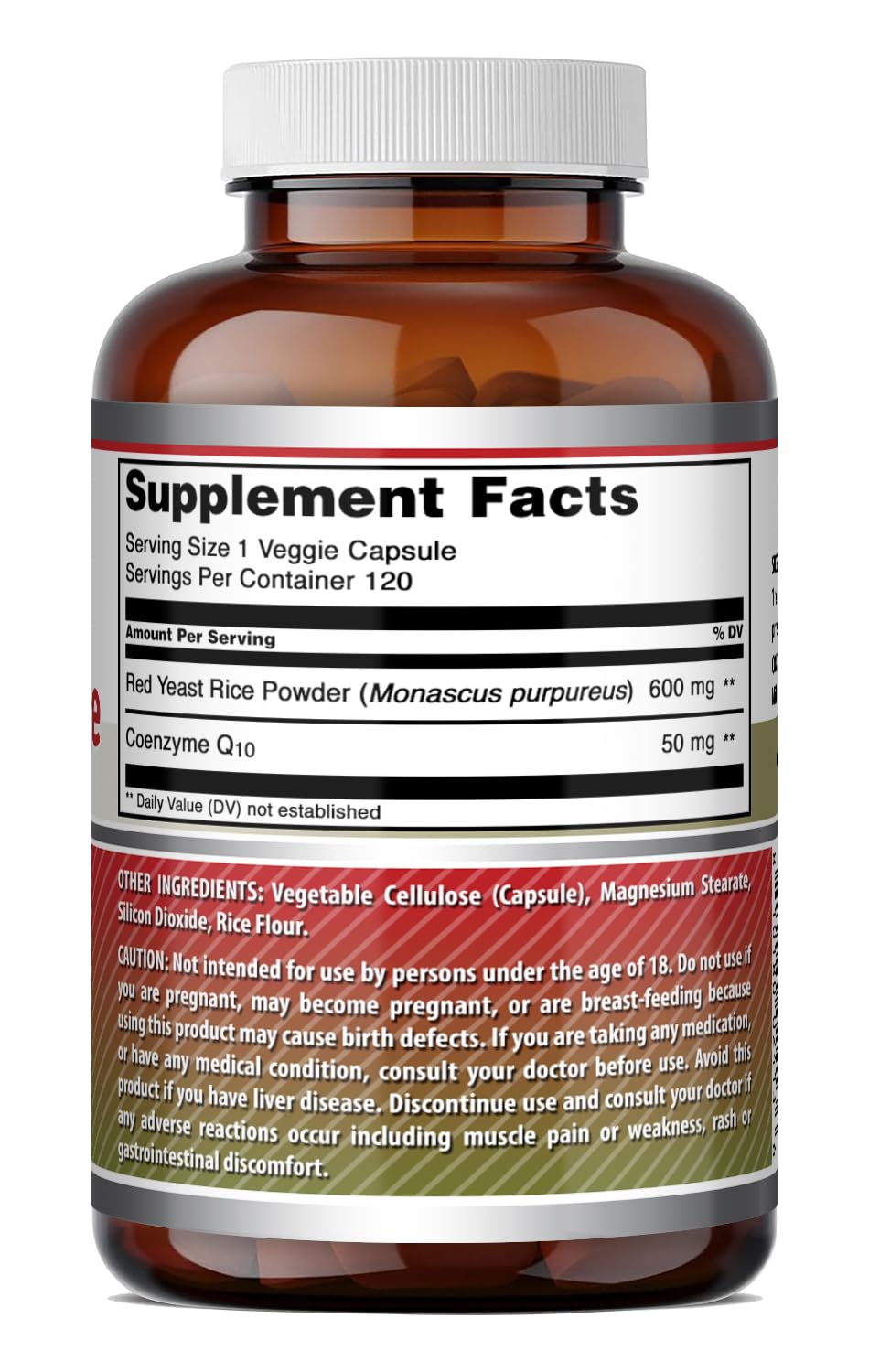 Amazing Nutrition Red Yeast Rice 600 mg Plus CoQ-10 - 120 Capsules - image 6