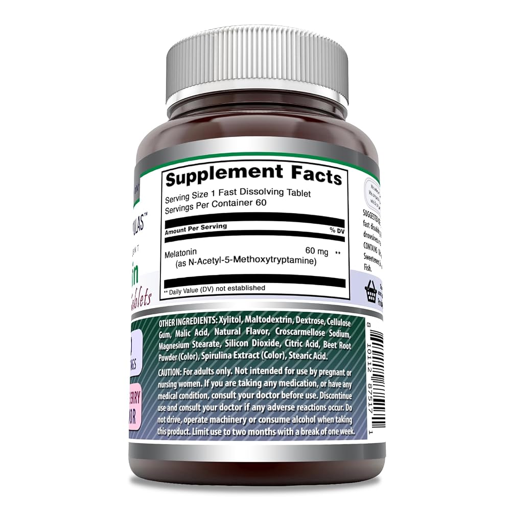 Amazing Nutrition Melatonin 60 mg Fast Dissolving Sleep Support - 60 Tablets - image 2