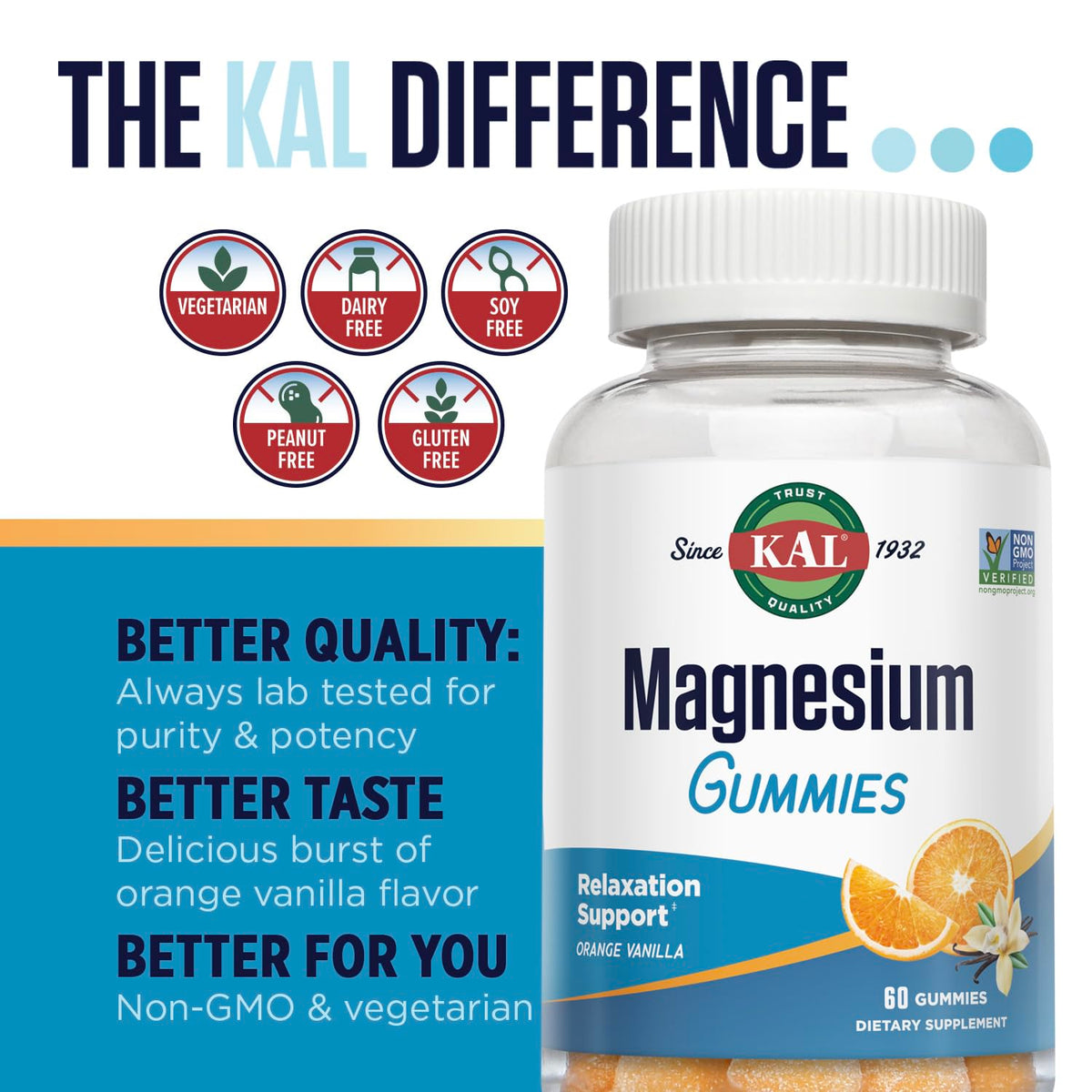 KAL Magnesium Citrate Gummies Orange Vanilla - 60 Gummies - image 5