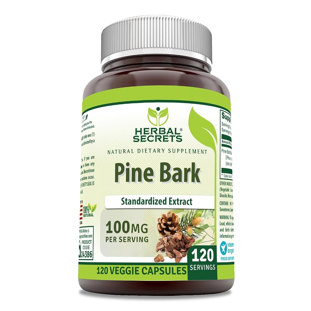 Herbal Secrets Pine Bark Extract 100 Mg Veggie Capsules Supplement